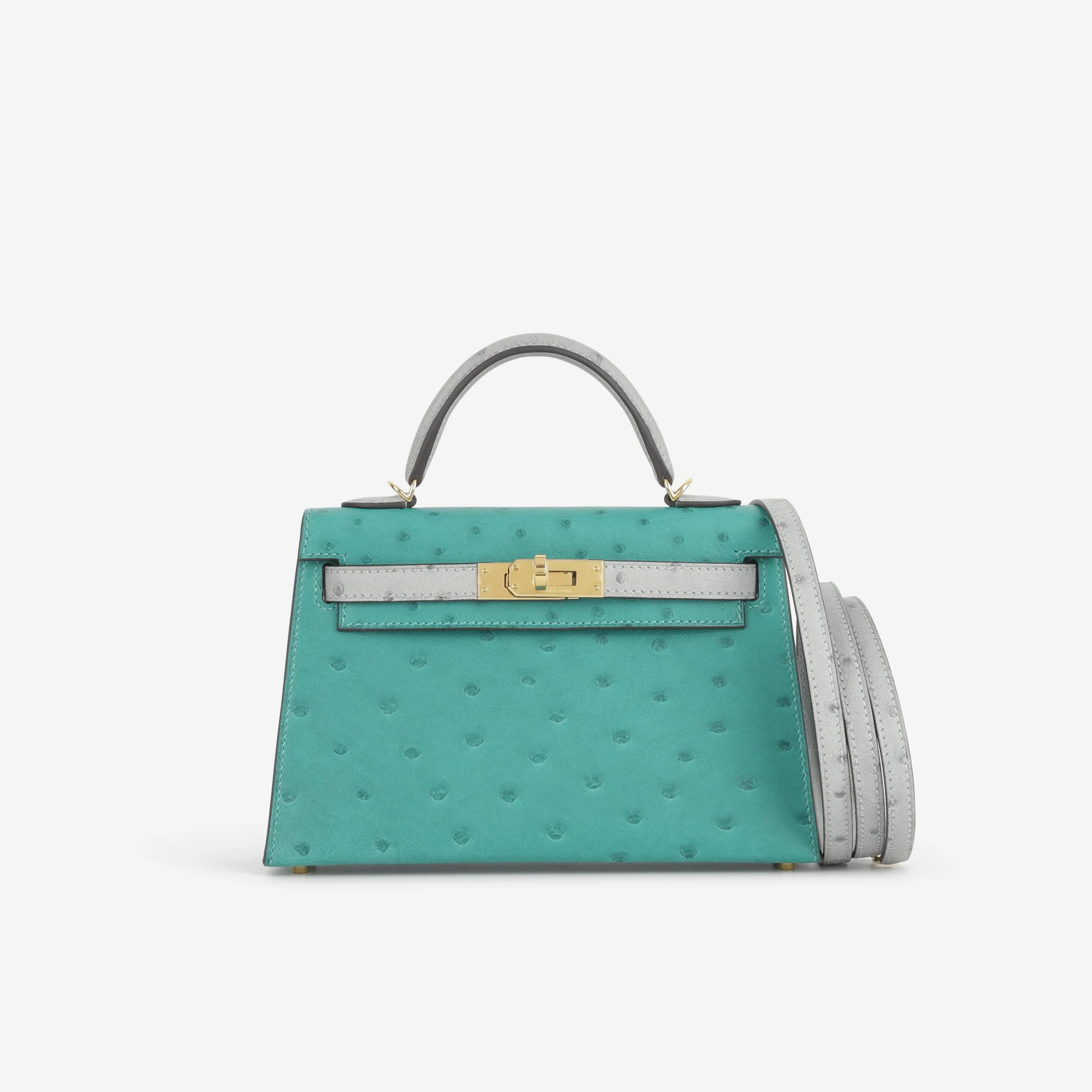 Hermès HSS Mini Kelly 20 - Vert Verone / Bleu Glacier Ostrich | Gold Hardware - Image 2