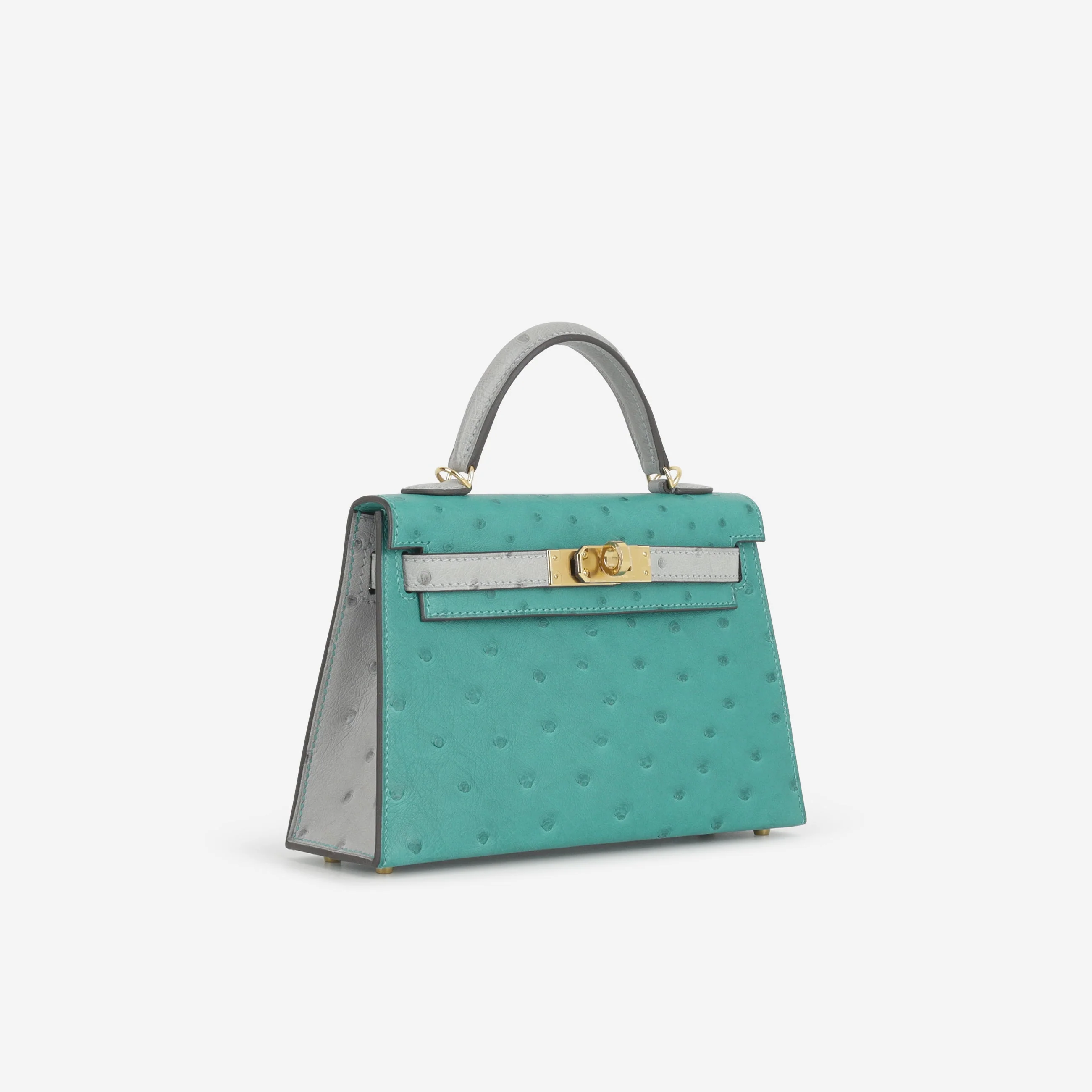 Hermès HSS Mini Kelly 20 - Vert Verone / Bleu Glacier Ostrich | Gold Hardware - Image 3