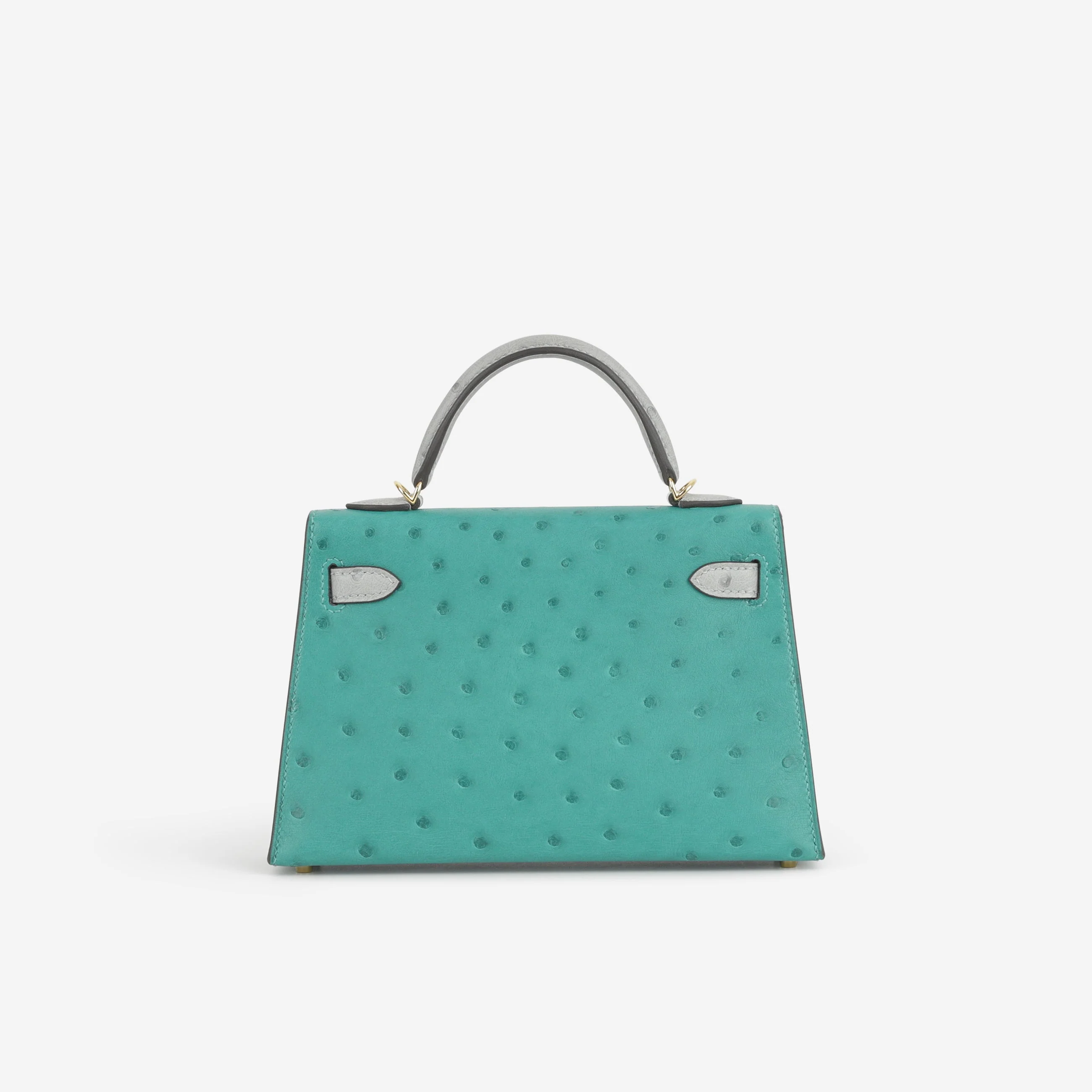 Hermès HSS Mini Kelly 20 - Vert Verone / Bleu Glacier Ostrich | Gold Hardware - Image 4