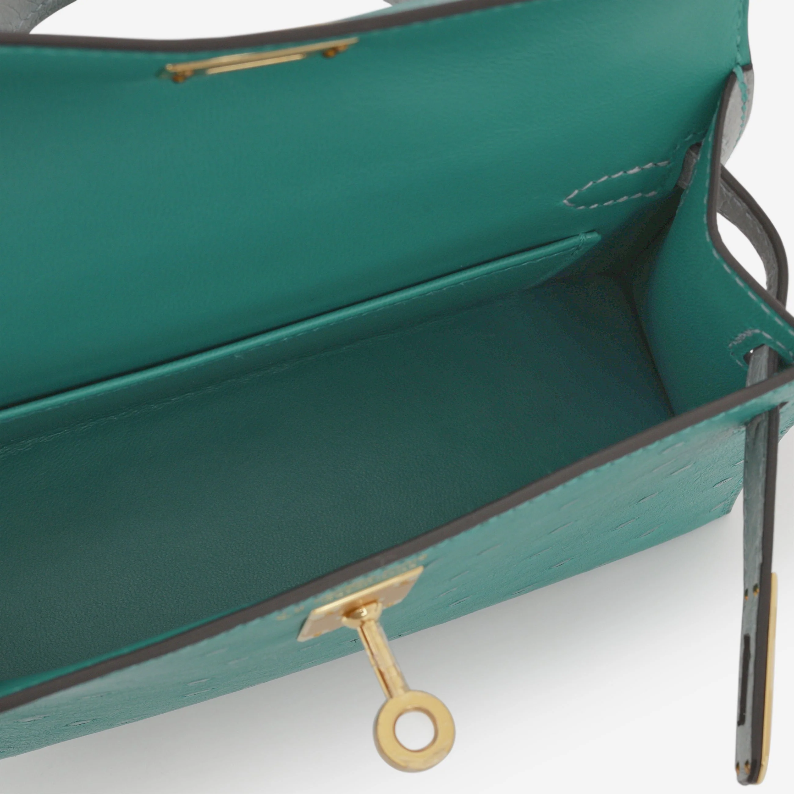 Hermès HSS Mini Kelly 20 - Vert Verone / Bleu Glacier Ostrich | Gold Hardware - Image 8