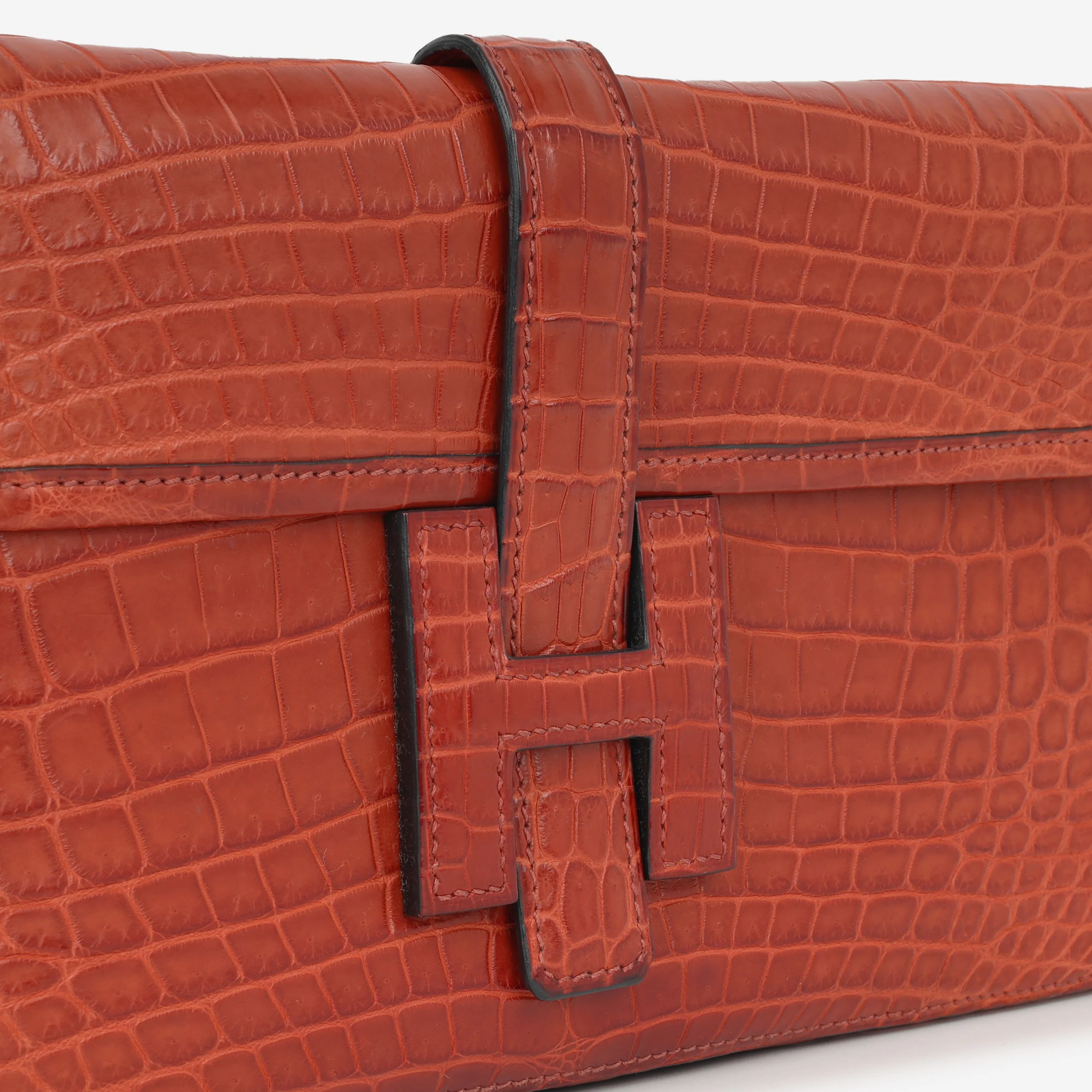 Hermès Jige Clutch 29 - Rouge H Shiny Crocodile - Image 8