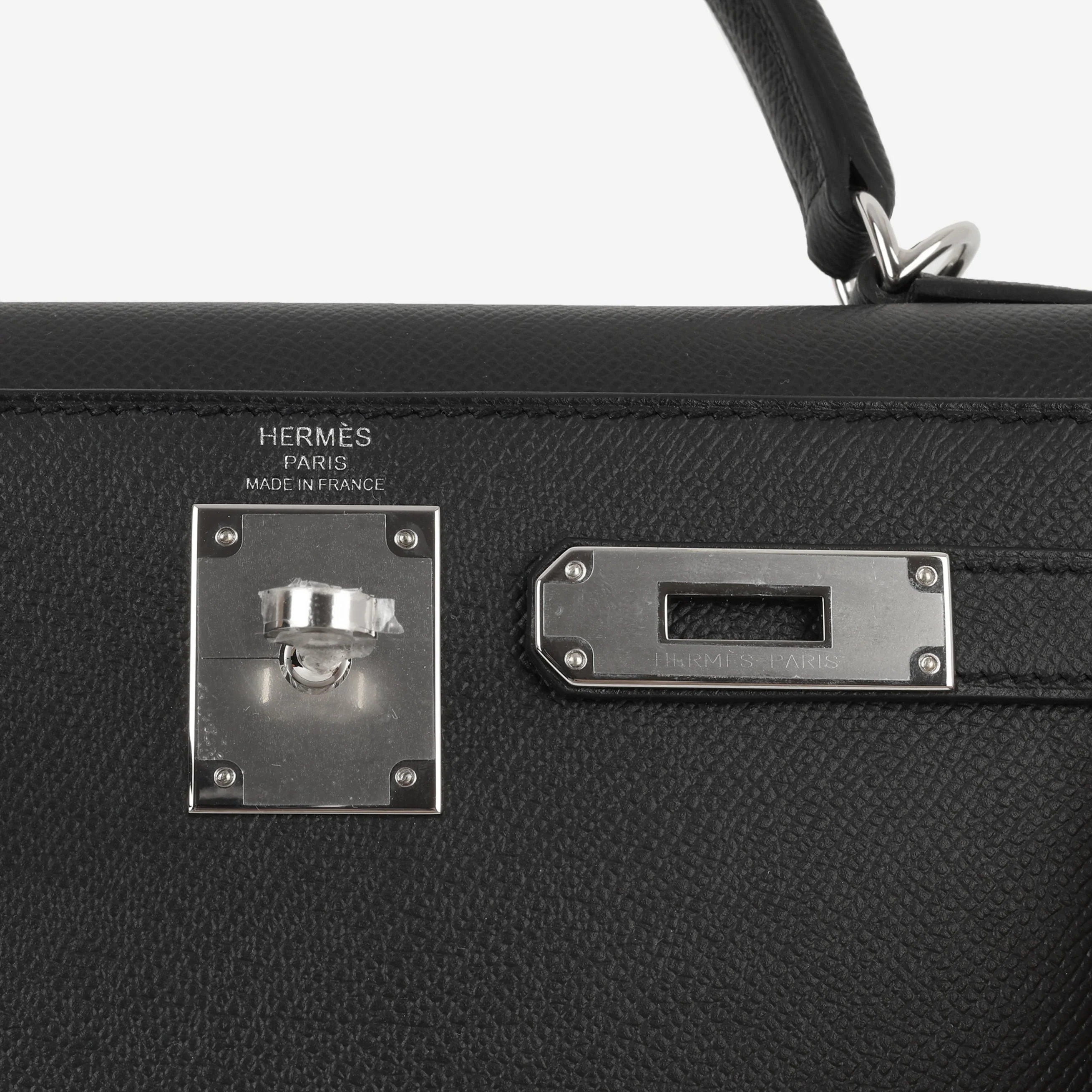 Hermès Kelly 28 - Black Epsom | Palladium Hardware - Image 8