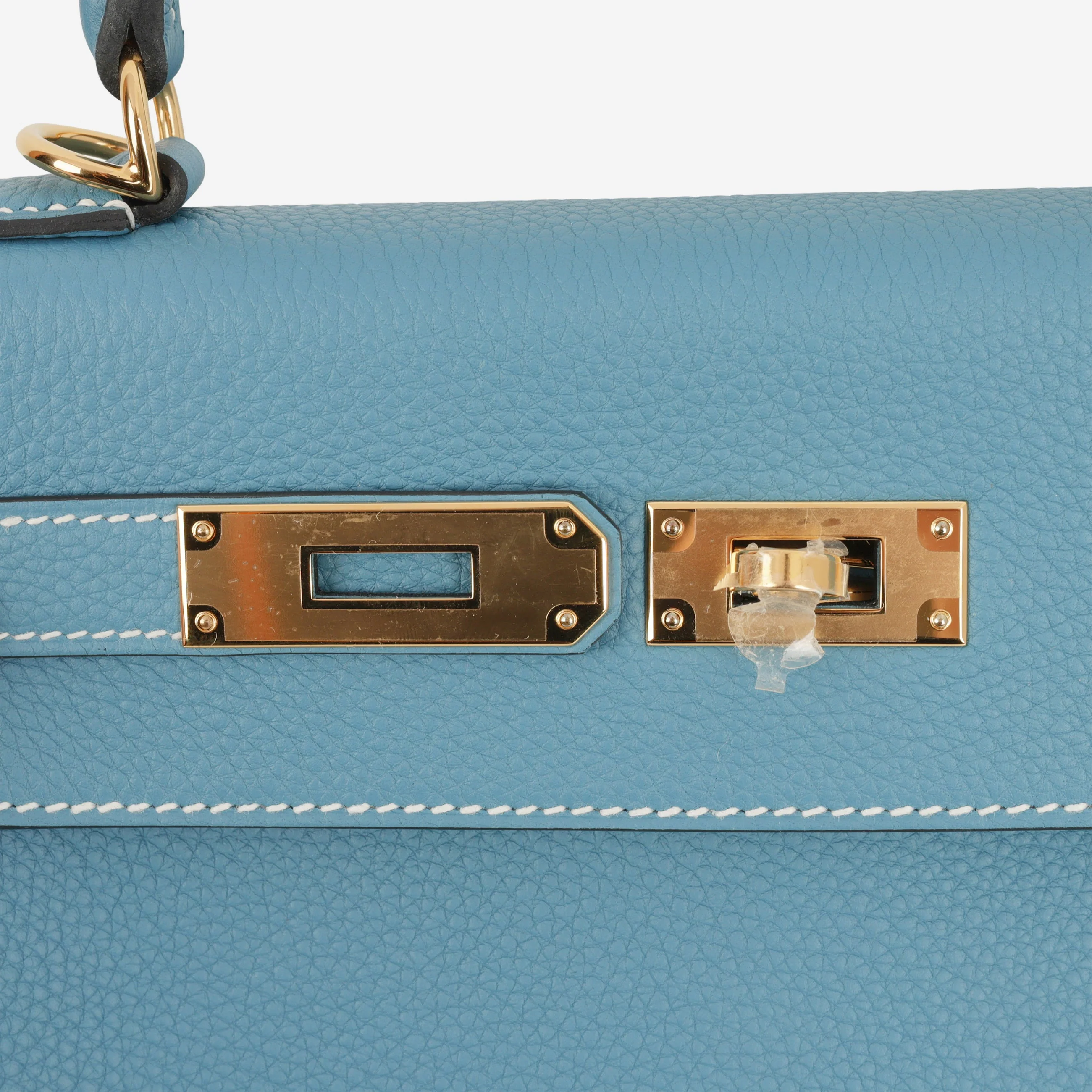 Hermès Kelly 28 - Bleu Jean Togo | Gold Hardware - Image 10