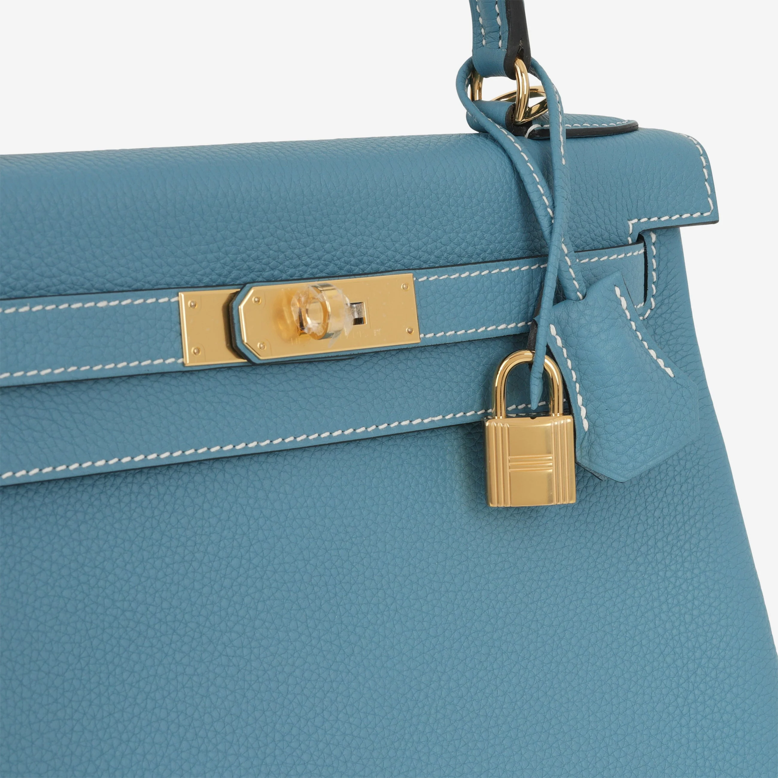 Hermès Kelly 28 - Bleu Jean Togo | Gold Hardware - Image 11