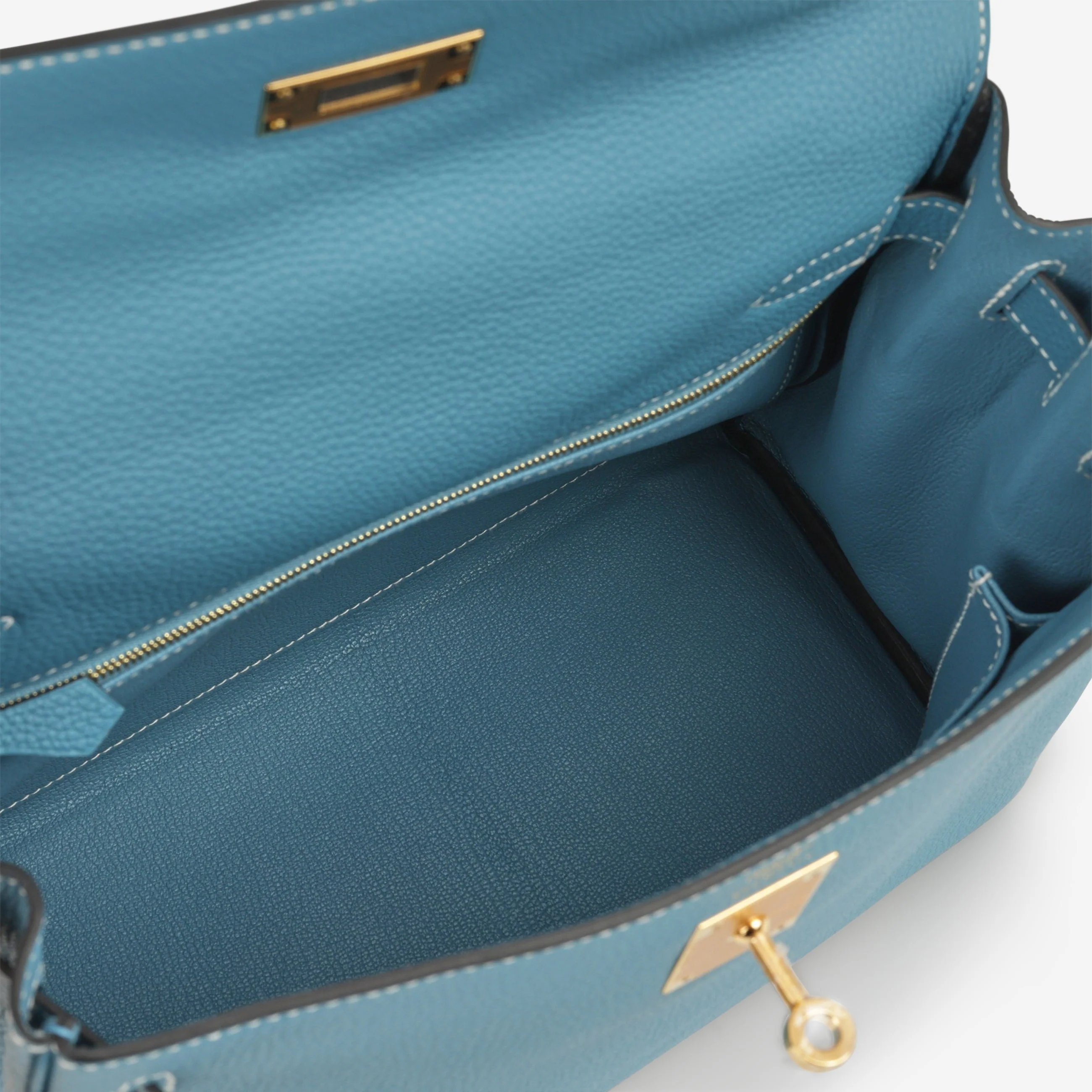 Hermès Kelly 28 - Bleu Jean Togo | Gold Hardware - Image 8