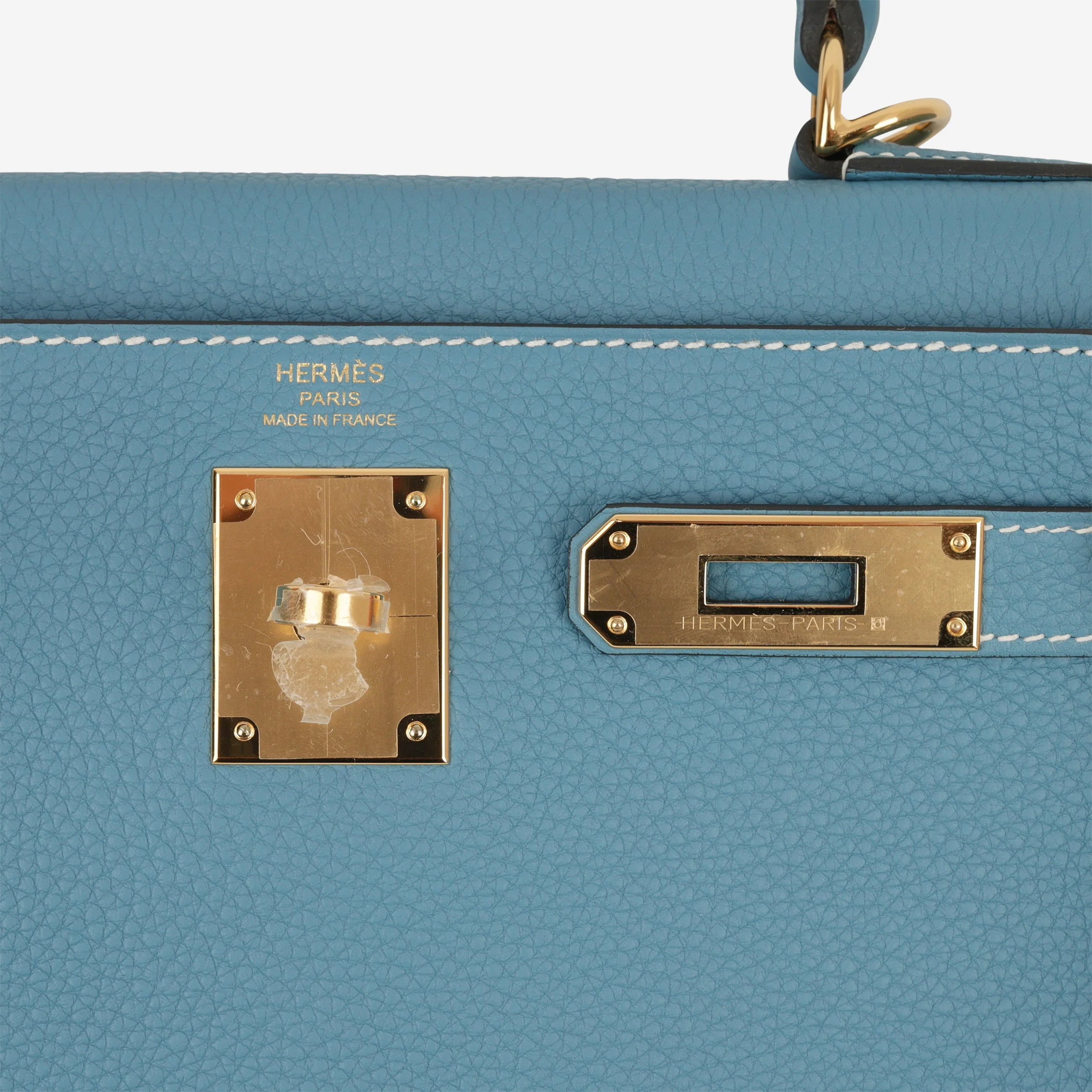 Hermès Kelly 28 - Bleu Jean Togo | Gold Hardware - Image 9