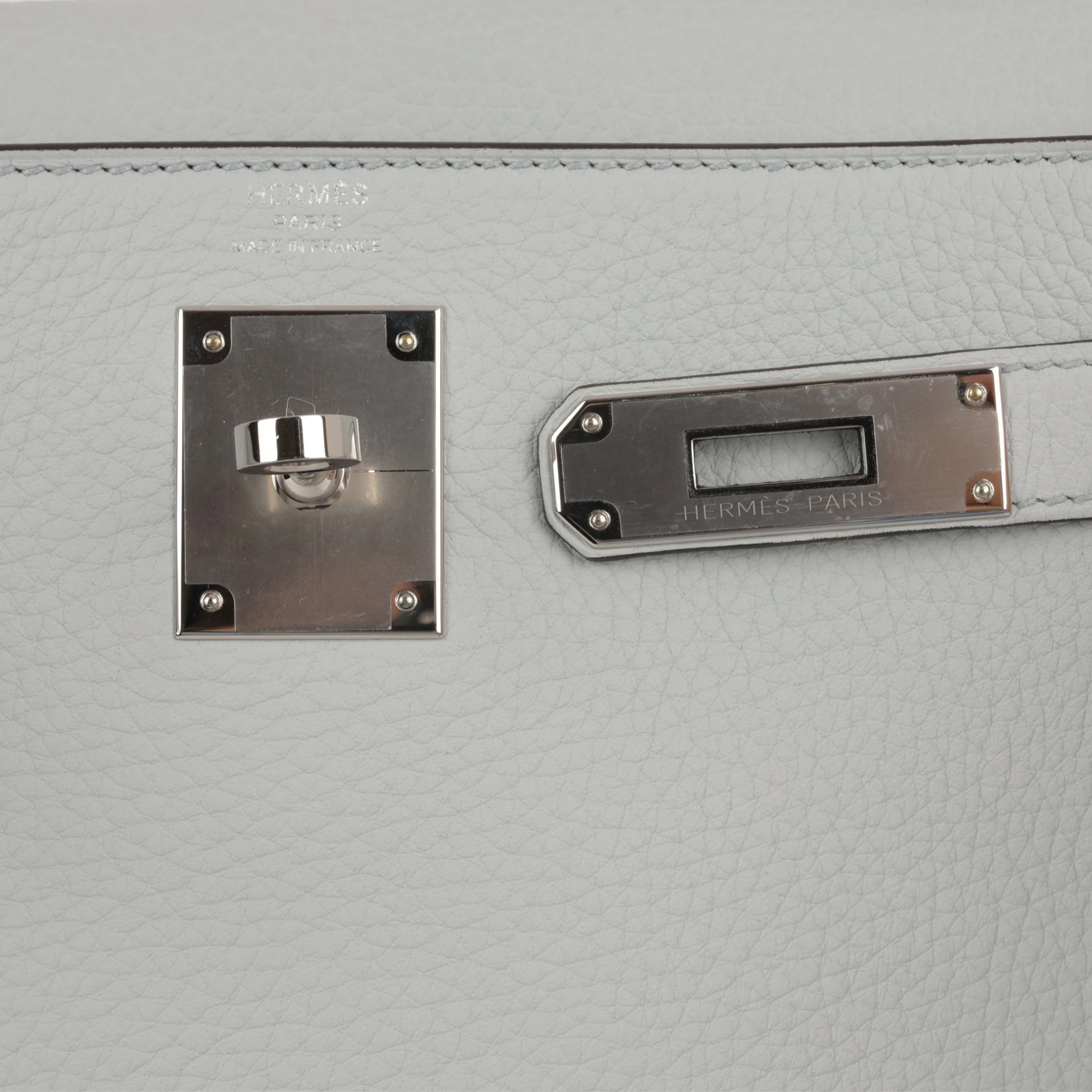 Hermès Kelly 28 - Blue Pale Clemence | Palladium Hardware - Image 10