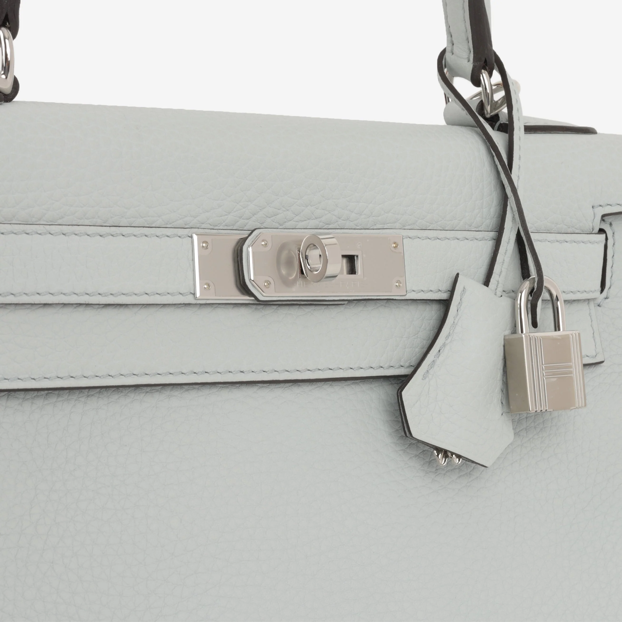 Hermès Kelly 28 - Blue Pale Clemence | Palladium Hardware - Image 9