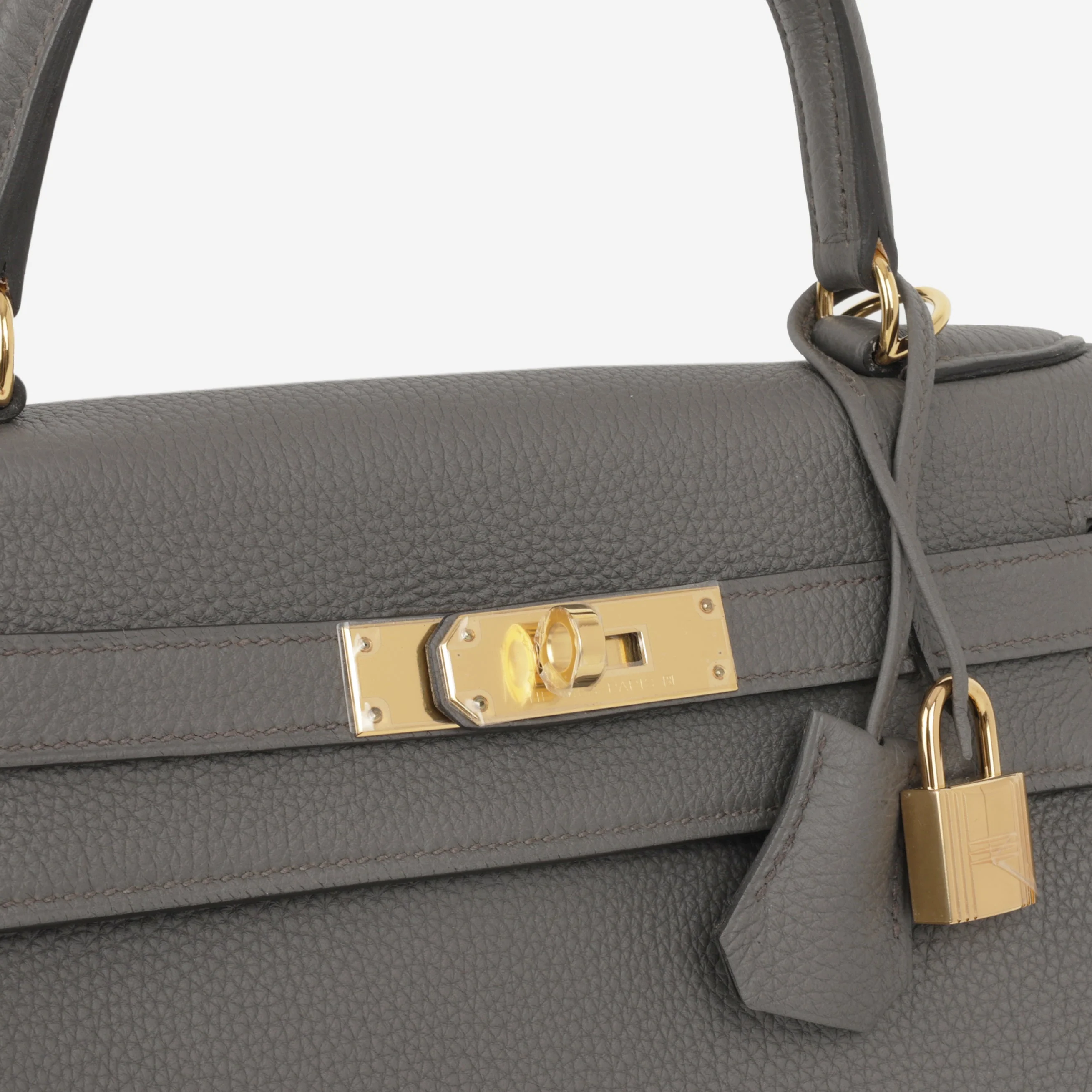 Hermès Kelly 28 - Gris Etain Togo | Gold Hardware - Image 11