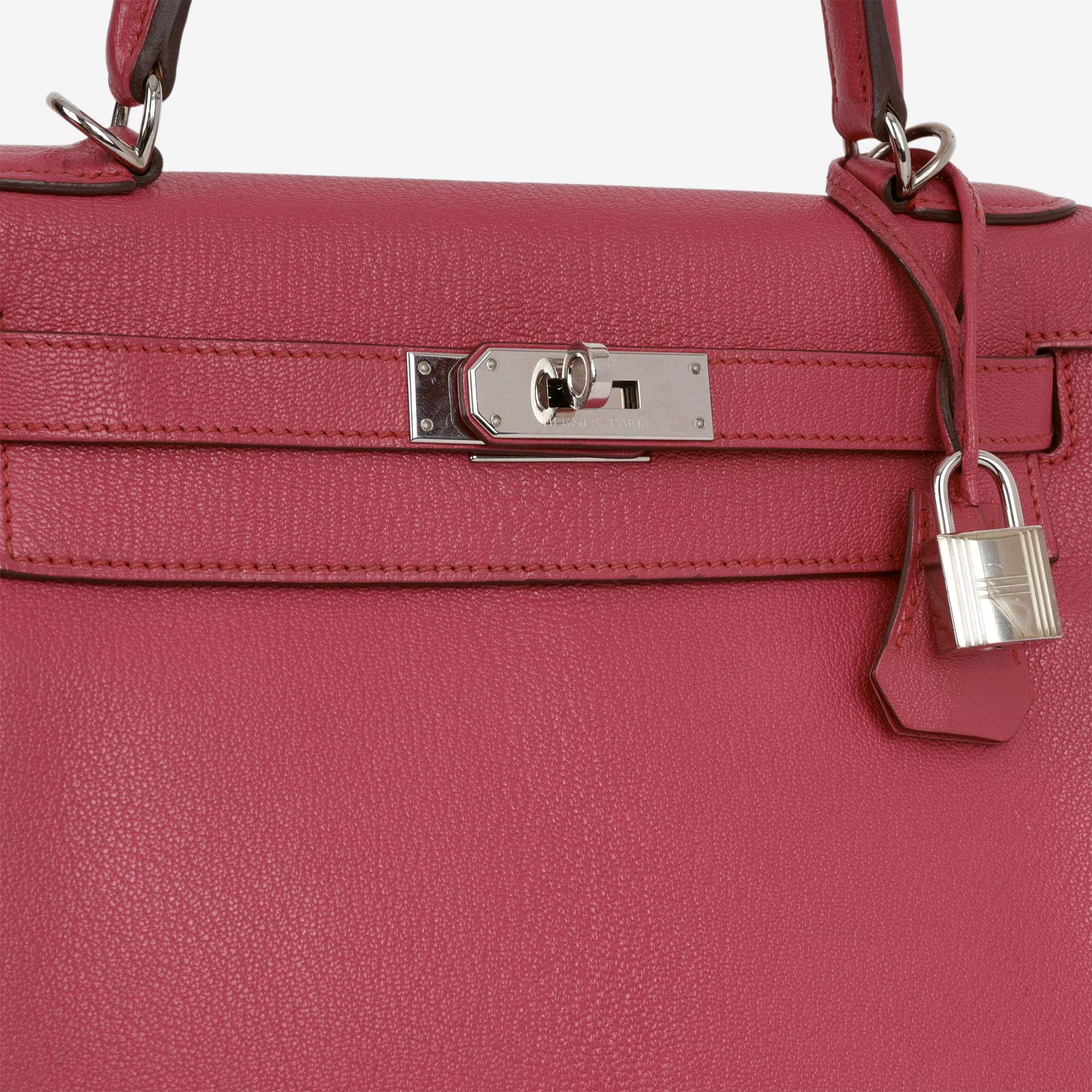 Hermès Kelly 28 - Rose Shocking Chevre | Palladium Hardware - Image 15