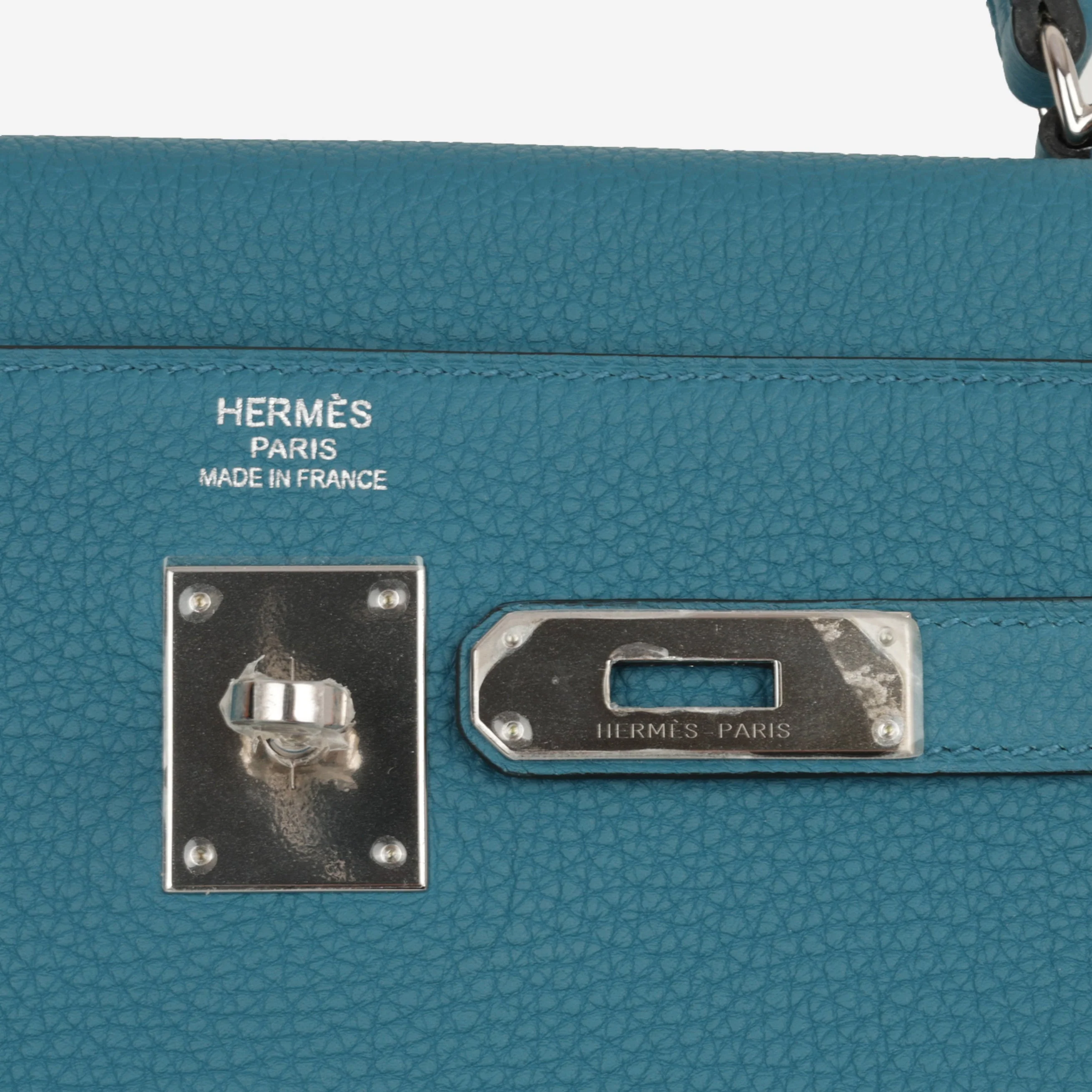 Hermès Kelly 32 - Blue Izmir Togo | Palladium Hardware - Image 10