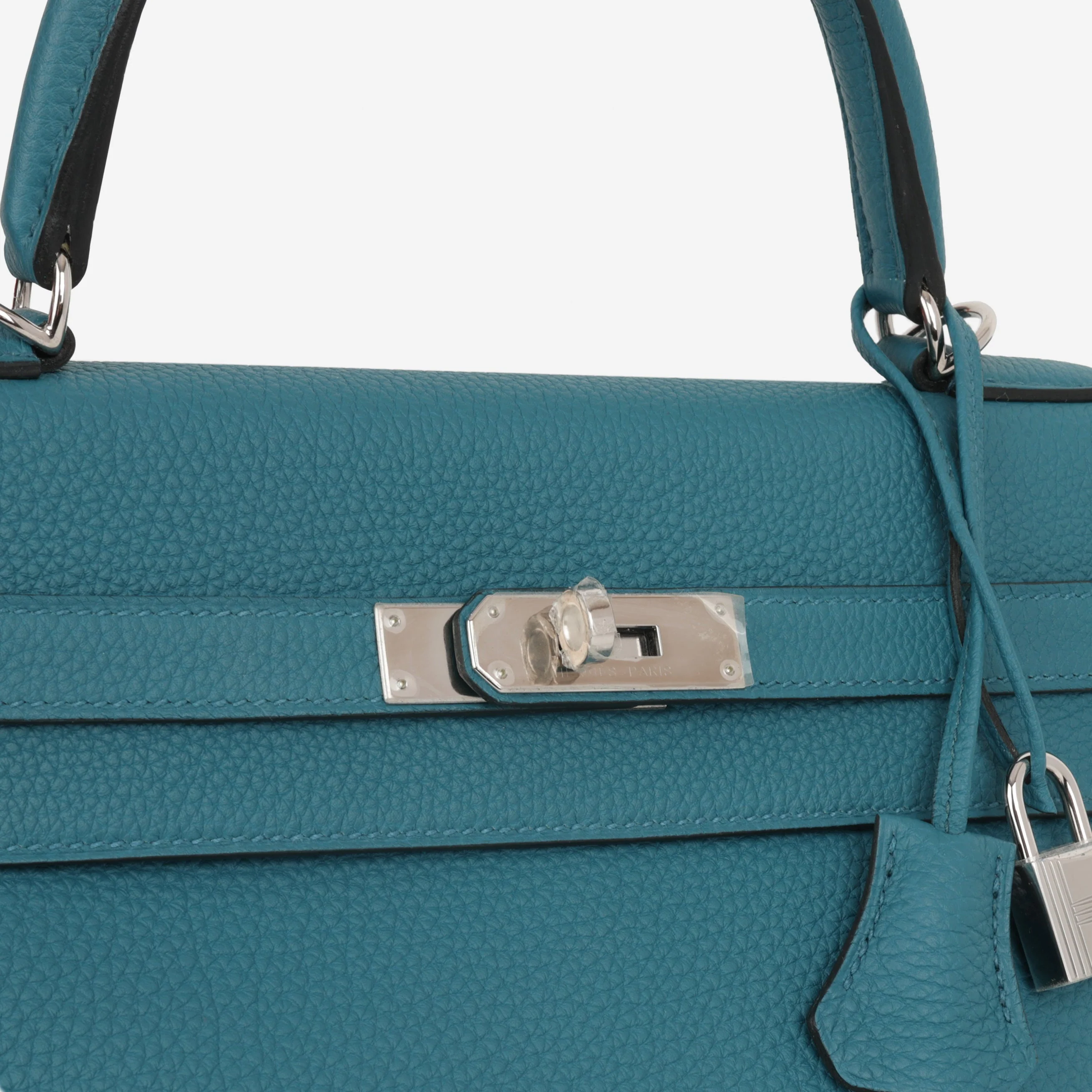 Hermès Kelly 32 - Blue Izmir Togo | Palladium Hardware - Image 8