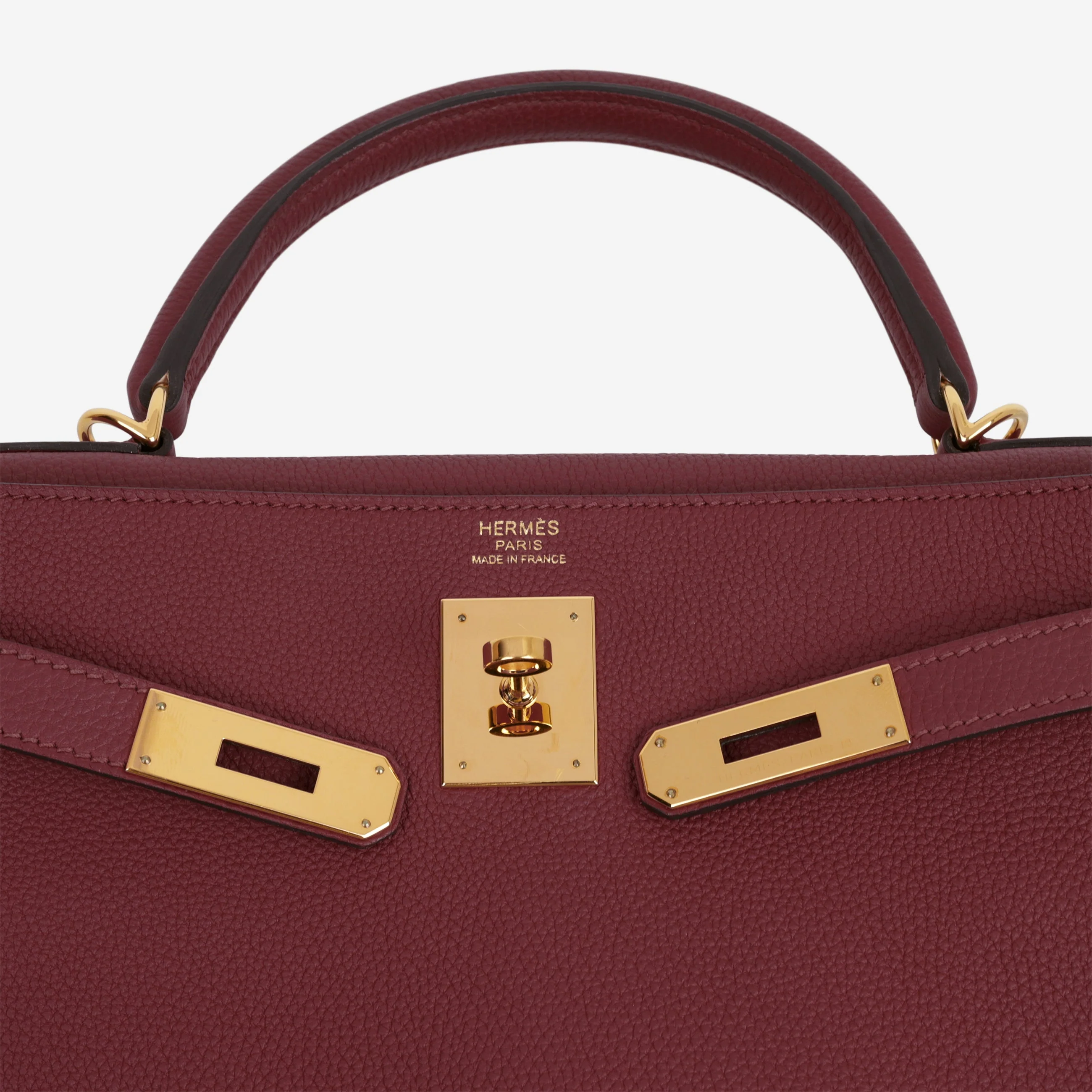 Hermès Kelly 32 - Rouge Grenat Togo | Gold Hardware - Image 7