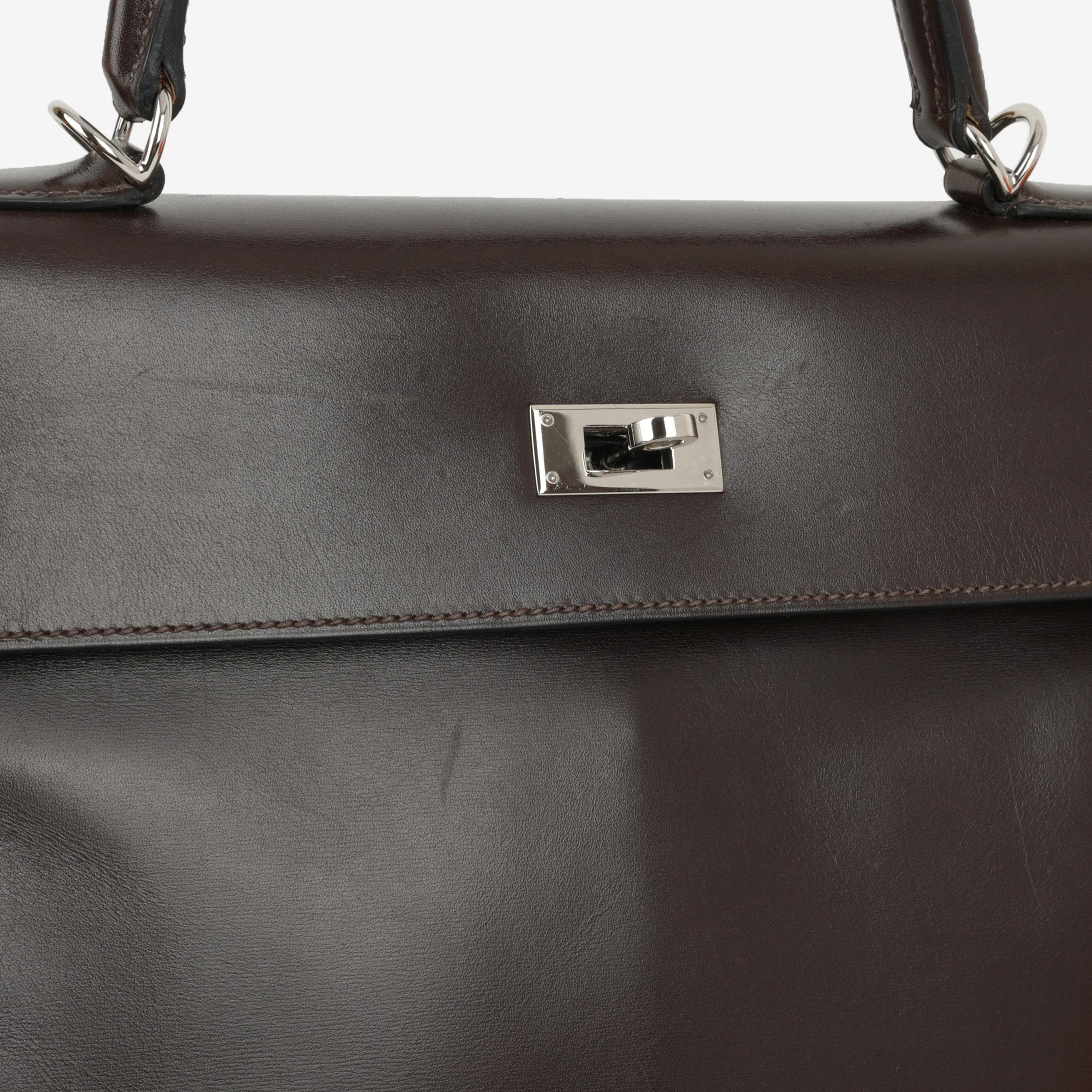 Hermès Kelly 35 - Ebene Box Calf Retourne | Palladium Hardware - Image 10