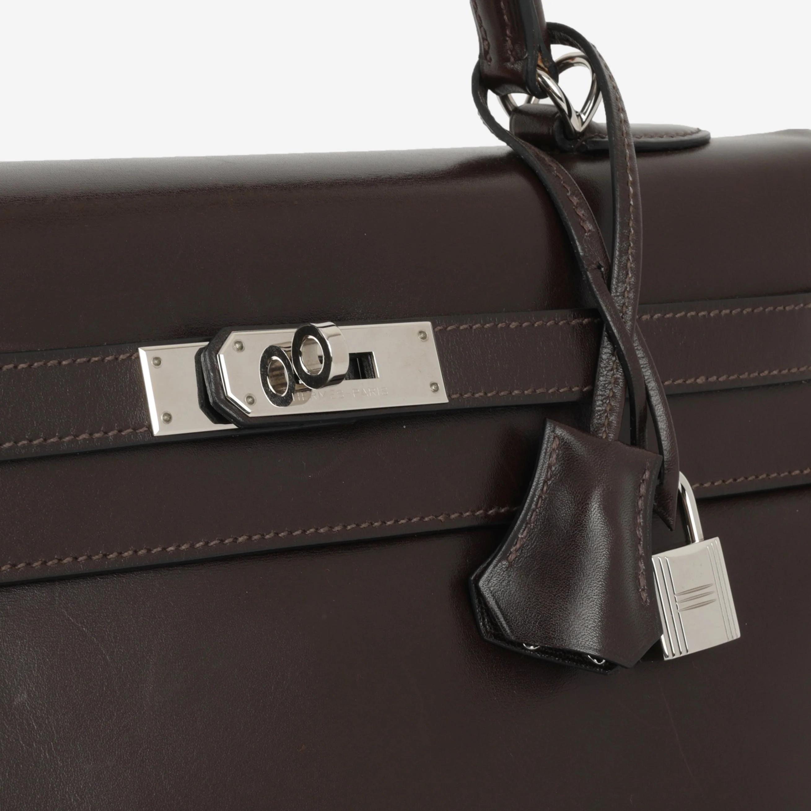 Hermès Kelly 35 - Ebene Box Calf Retourne | Palladium Hardware - Image 12