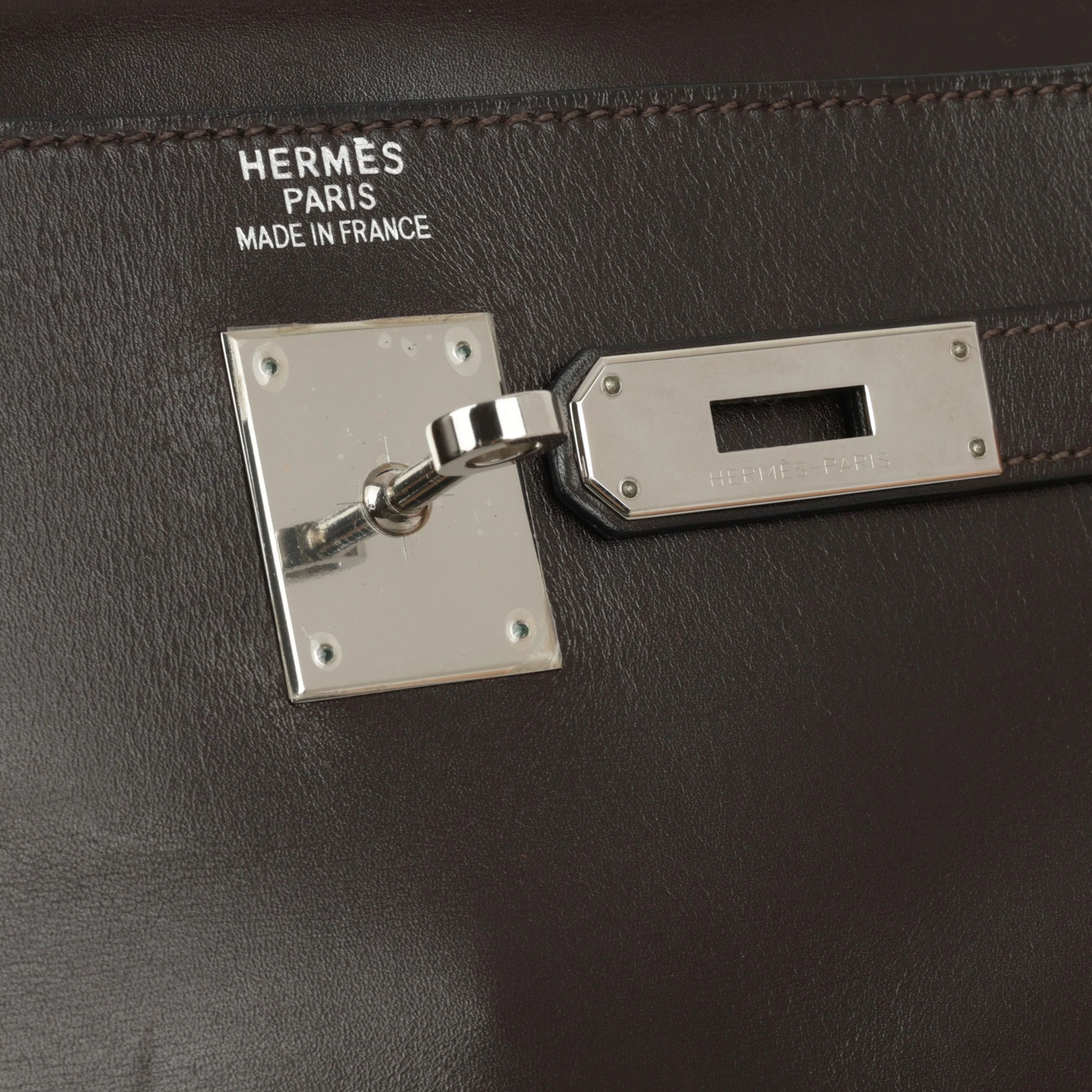 Hermès Kelly 35 - Ebene Box Calf Retourne | Palladium Hardware - Image 9
