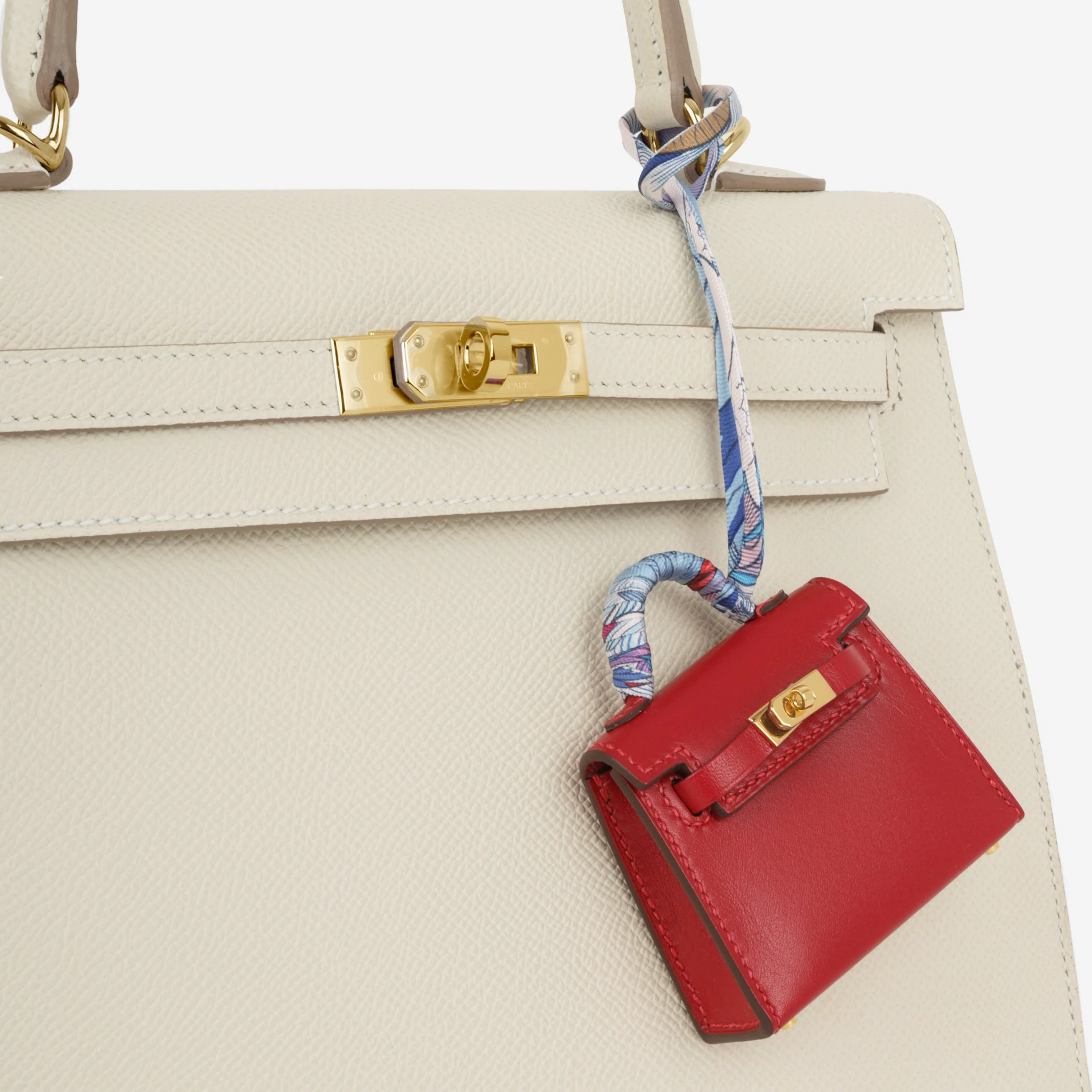 Hermès Kelly Charm - Rouge Vif Tadelakt | Gold Hardware - Image 4