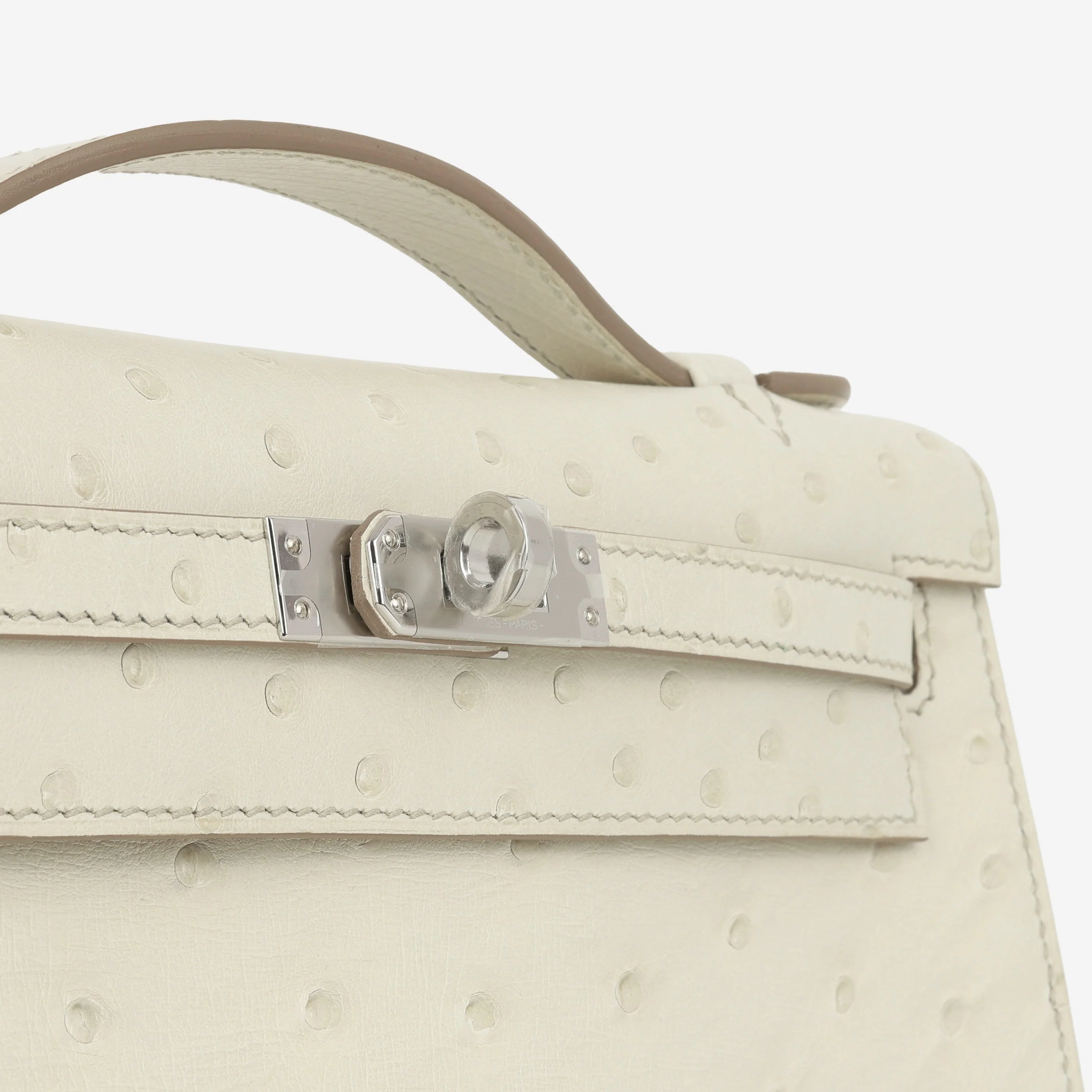 Hermès Kelly Pochette - Beton Ostrich | Palladium Hardware (NWT) - Image 6