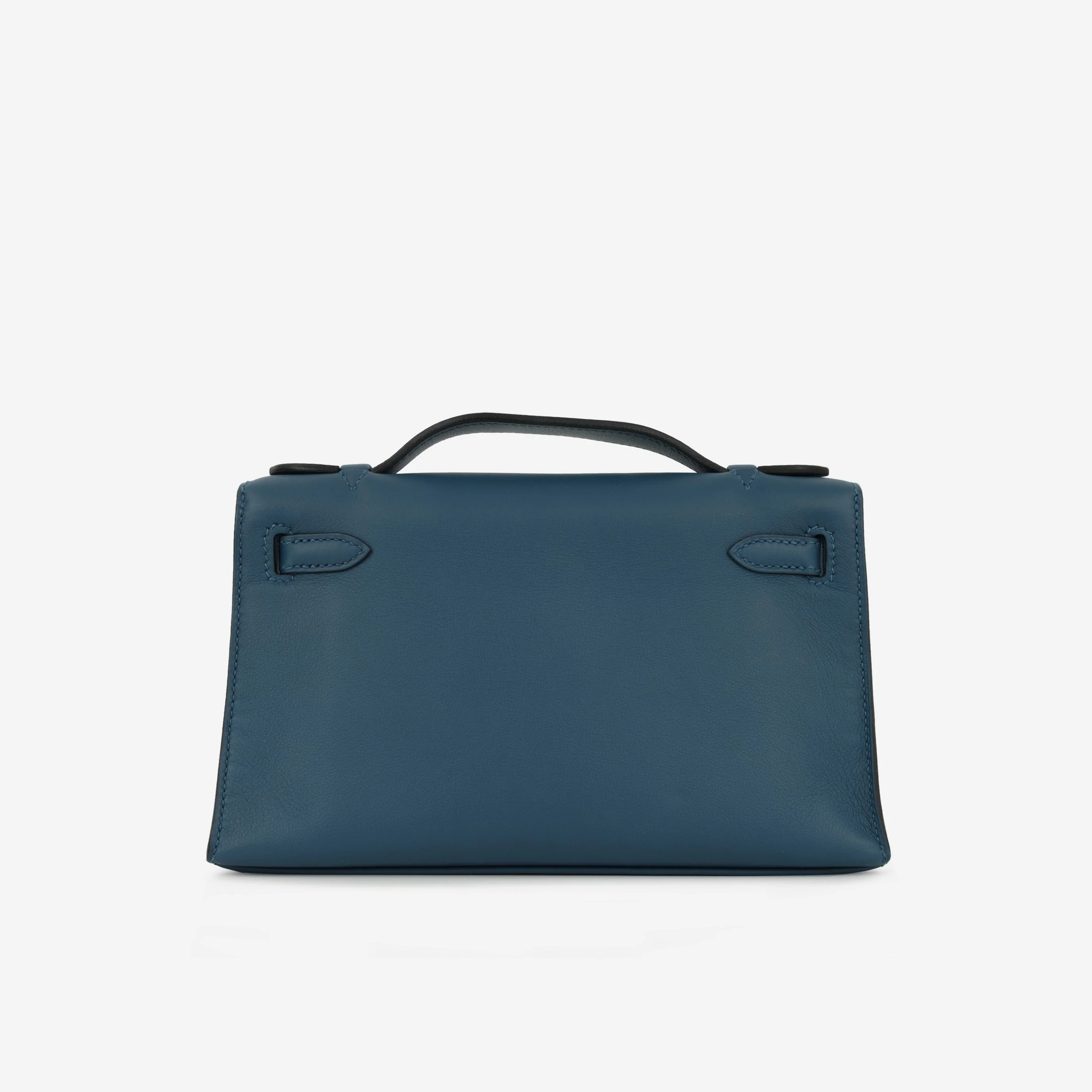 Hermès Kelly Pochette - Bleu Colvert Swift |  Palladium Hardware - Image 10