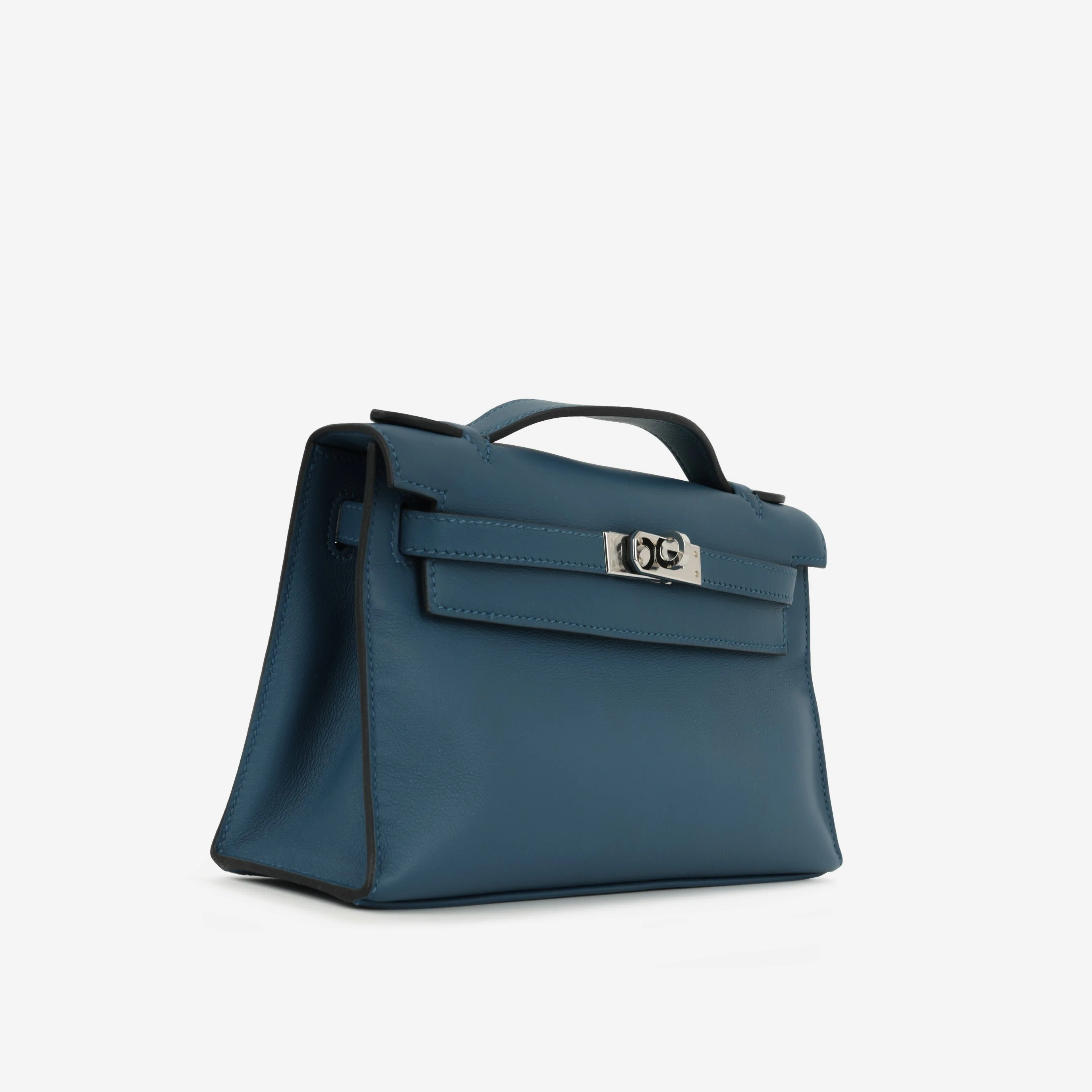 Hermès Kelly Pochette - Bleu Colvert Swift |  Palladium Hardware - Image 2