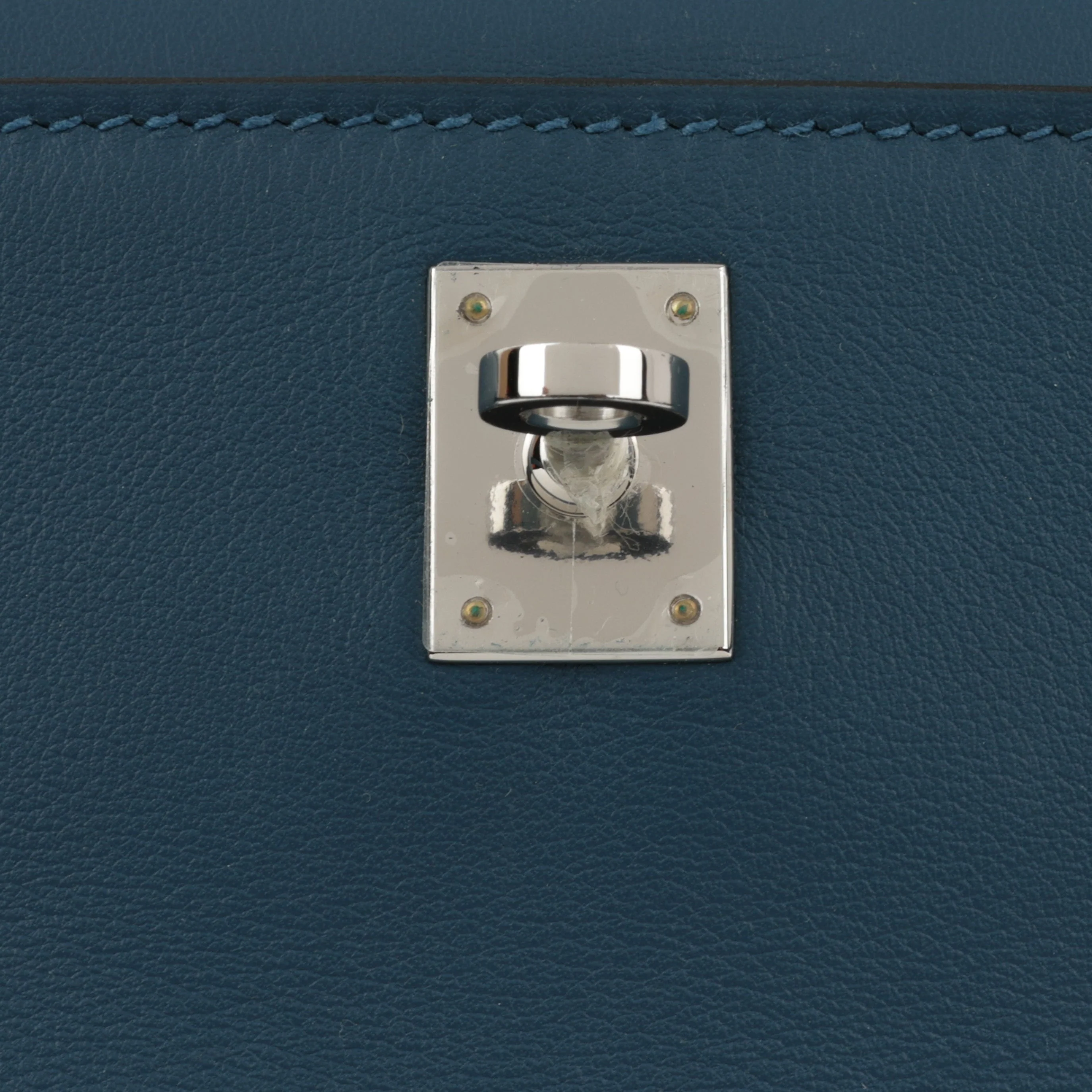 Hermès Kelly Pochette - Bleu Colvert Swift |  Palladium Hardware - Image 3
