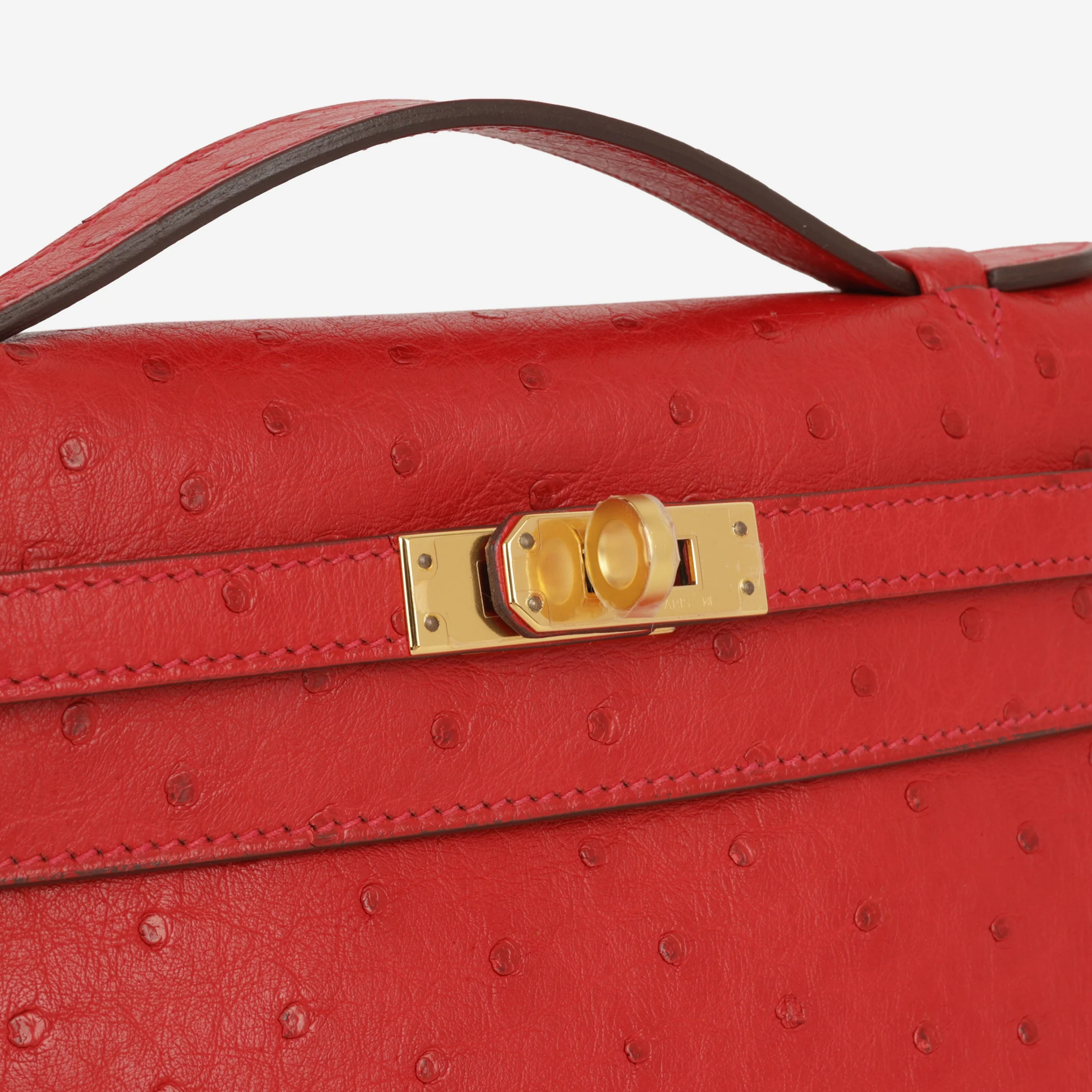 Hermès Kelly Pochette - Rouge Vif Ostrich | Gold Hardware - Image 5
