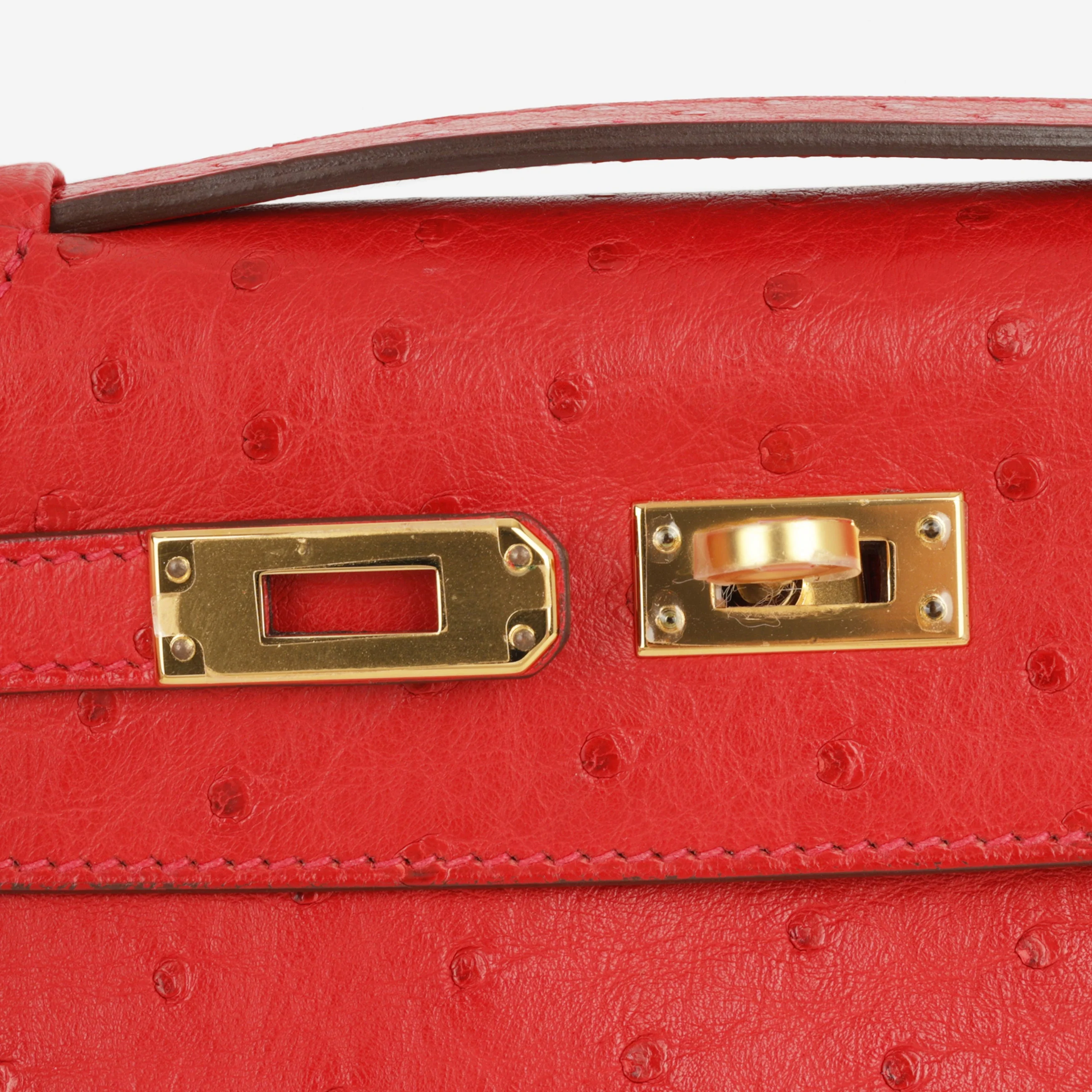 Hermès Kelly Pochette - Rouge Vif Ostrich | Gold Hardware - Image 6
