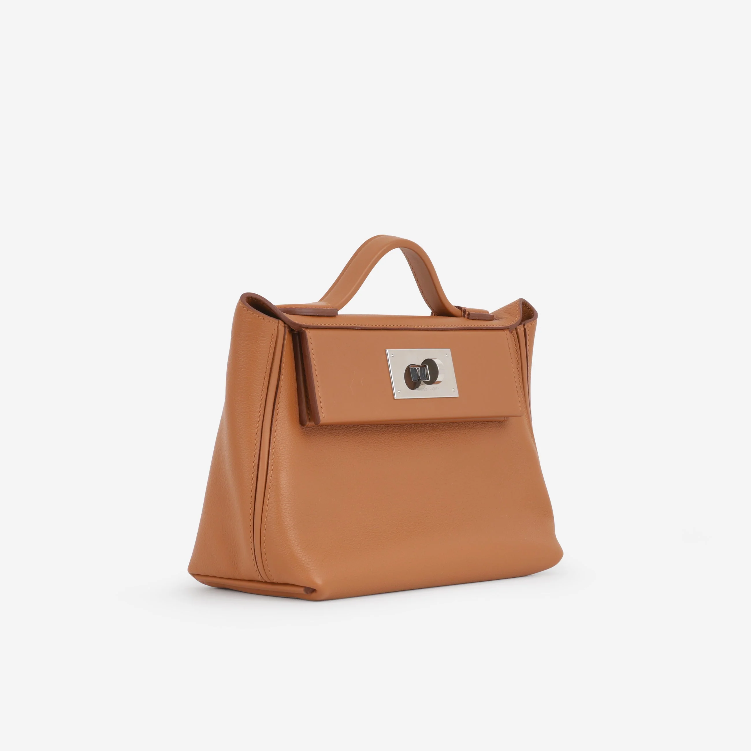 Hermès Mini 24/24 - Gold Evercolor / Swift | Palladium Hardware - Image 2