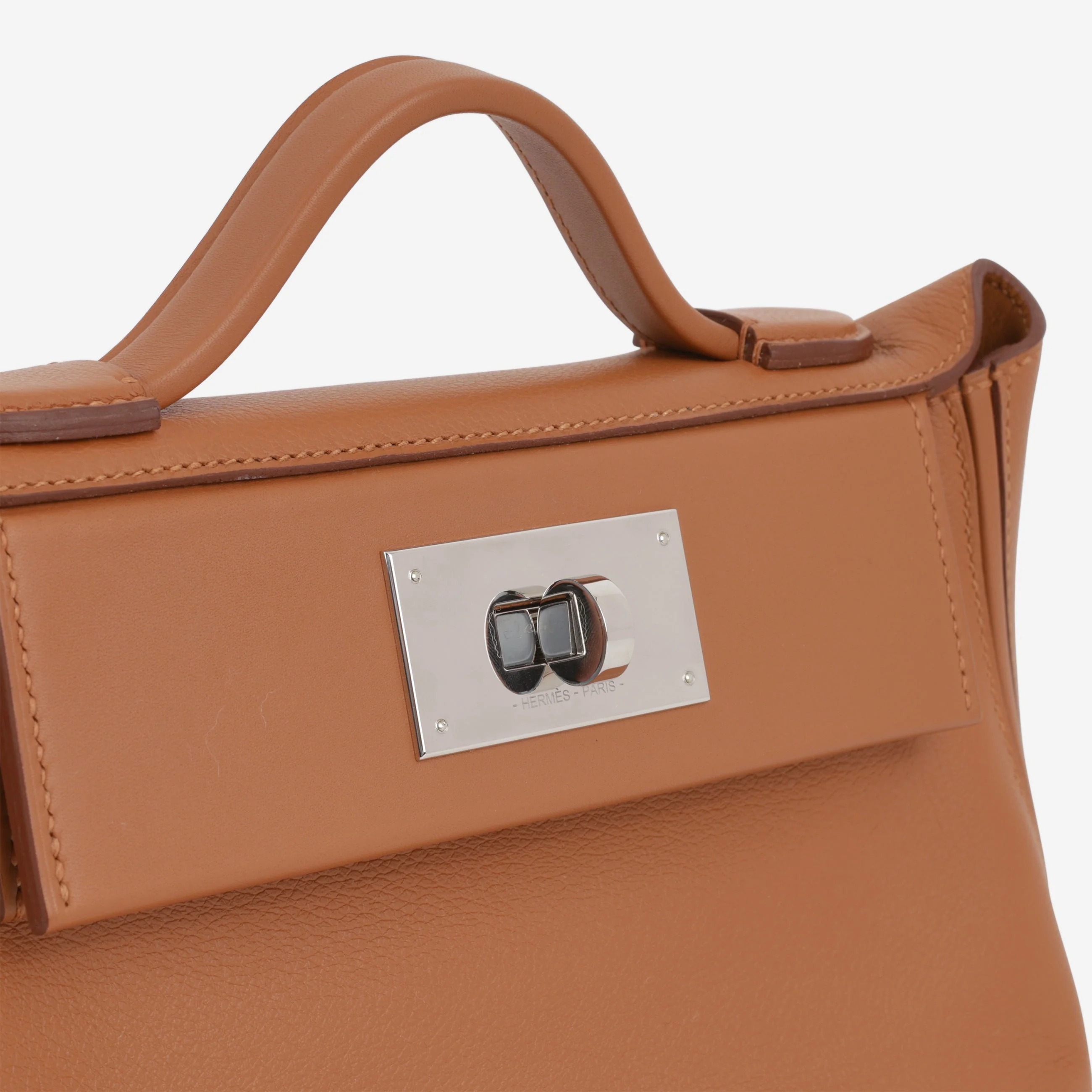 Hermès Mini 24/24 - Gold Evercolor / Swift | Palladium Hardware - Image 5