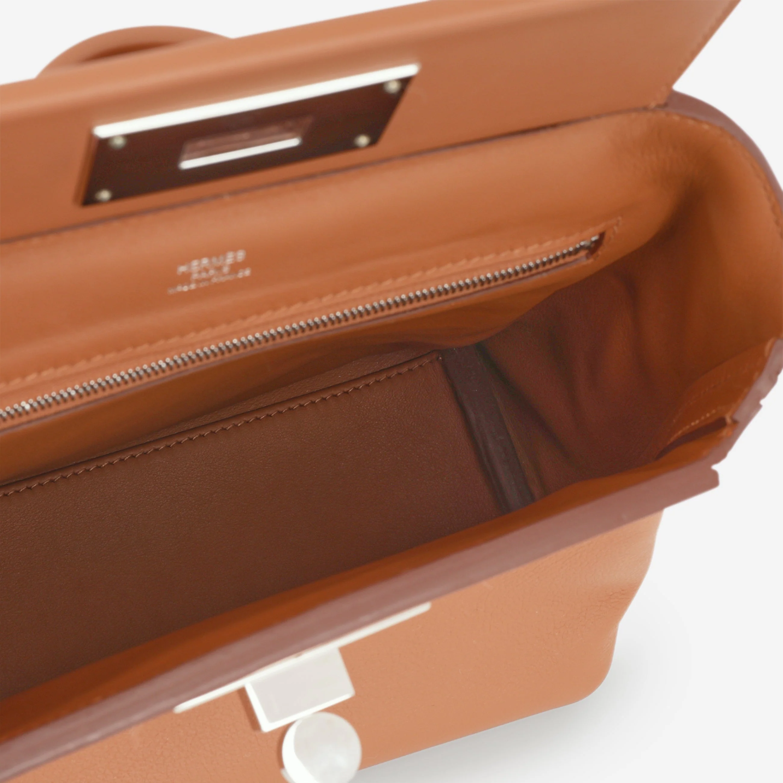 Hermès Mini 24/24 - Gold Evercolor / Swift | Palladium Hardware - Image 7