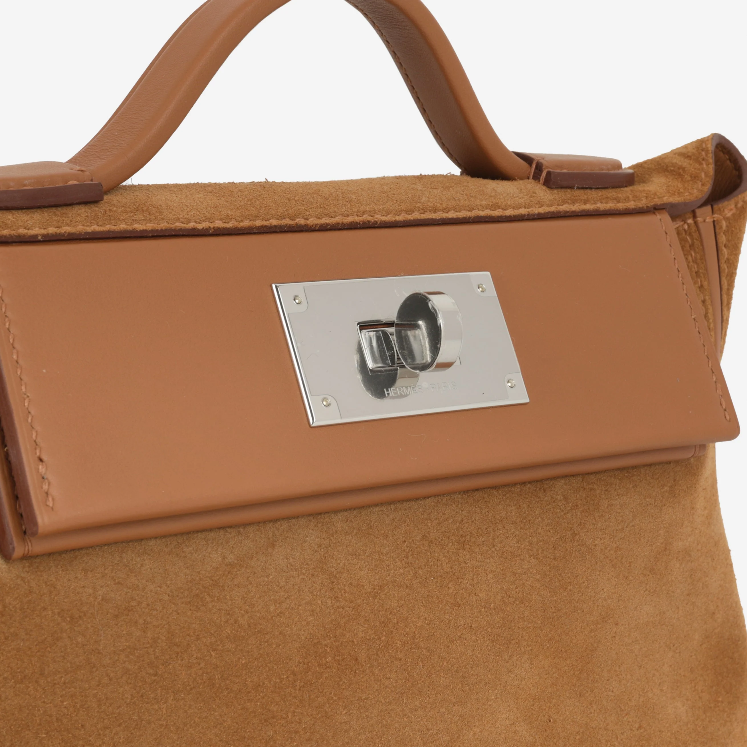 Hermès Mini 24/24 - Gold Grizzly Swift  | Palladium Hardware - Image 6
