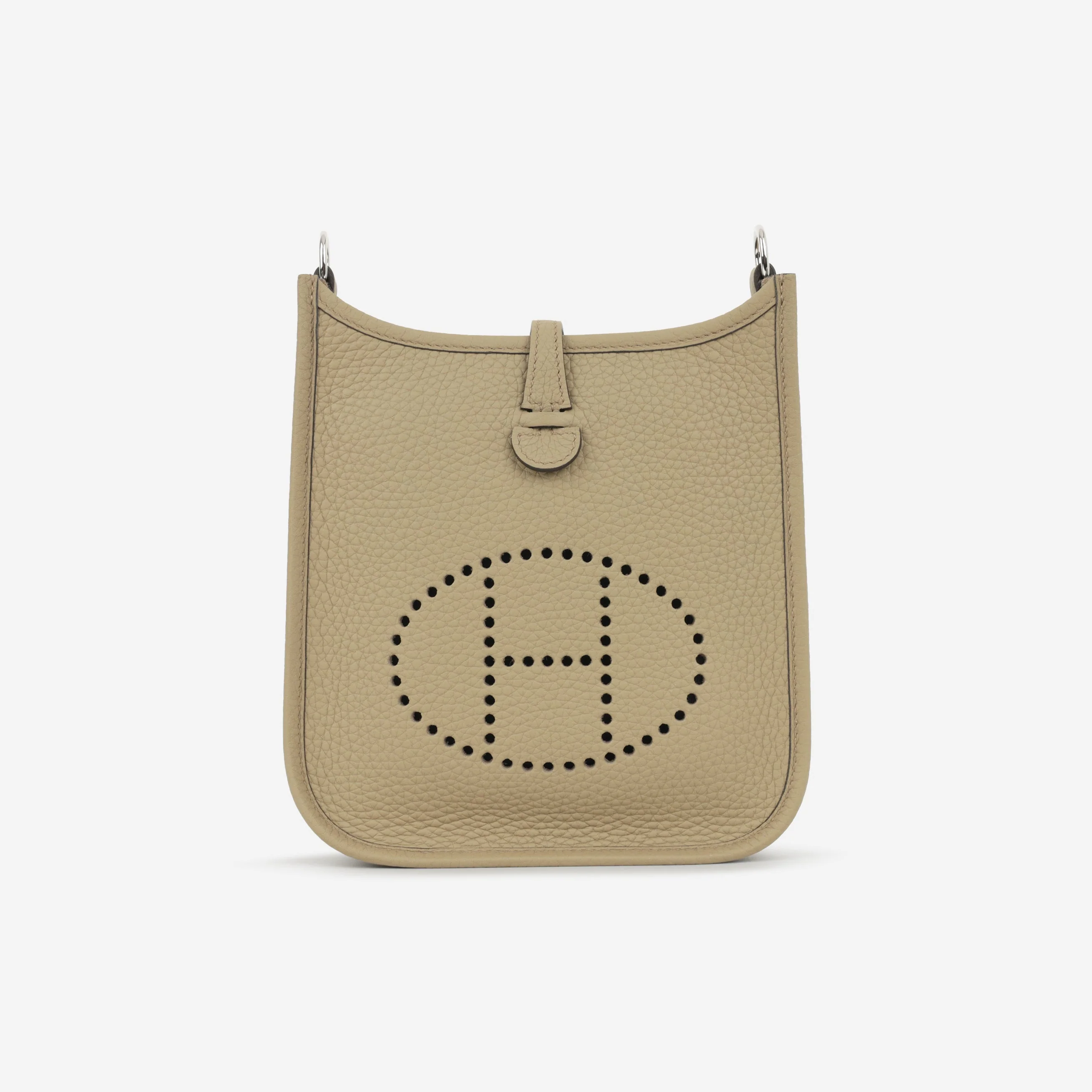 Hermès Mini Evelyne 16 - Beige Marfa Clemence / Gris Pale & Beige Marfa Strap | Palladium Hardware - Image 2