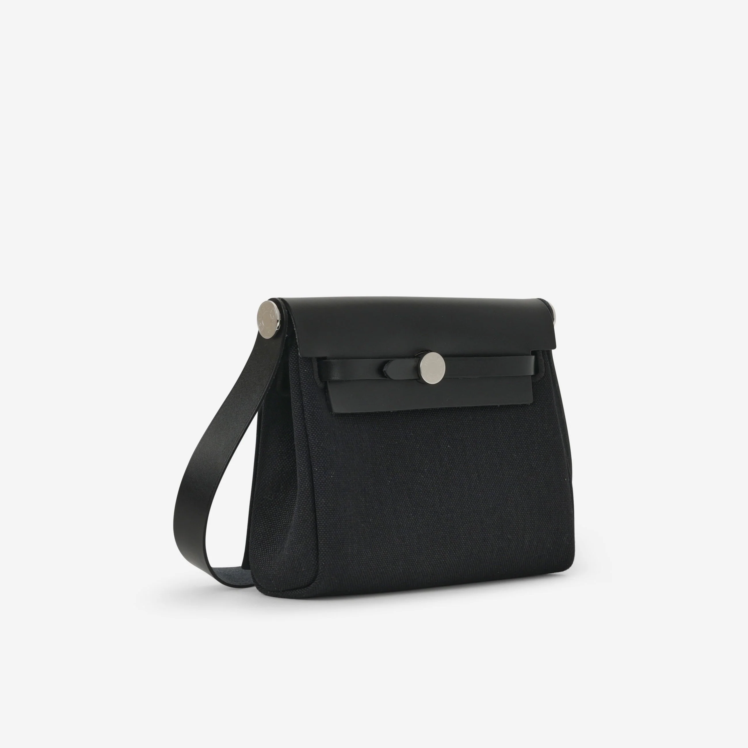 Hermès Mini Herbag 20 - Black Toile / Hunter | Palladium Hardware - Image 2