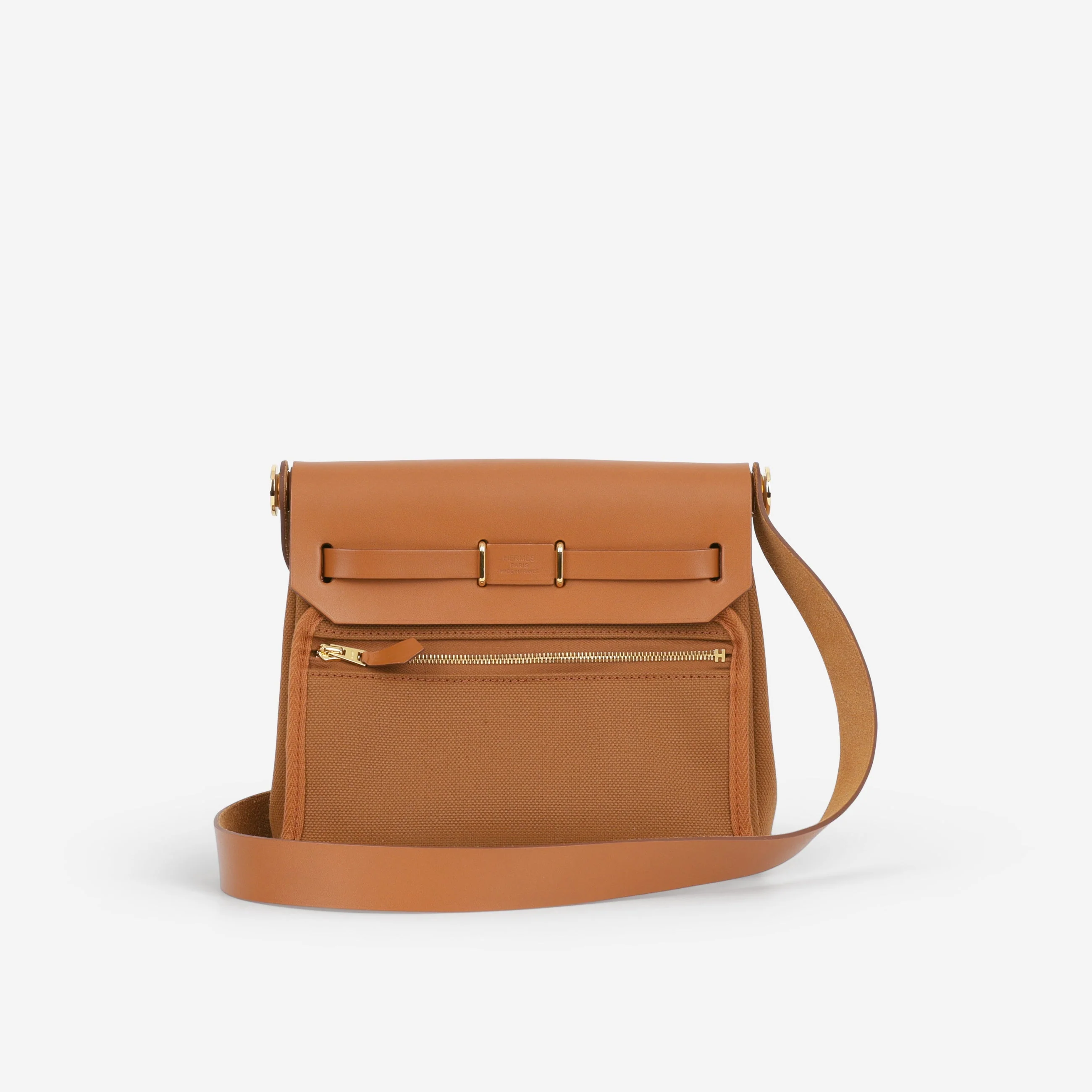 Hermès Mini Herbag 20 - Gold Toile / Hunter | Gold Hardware - Image 3