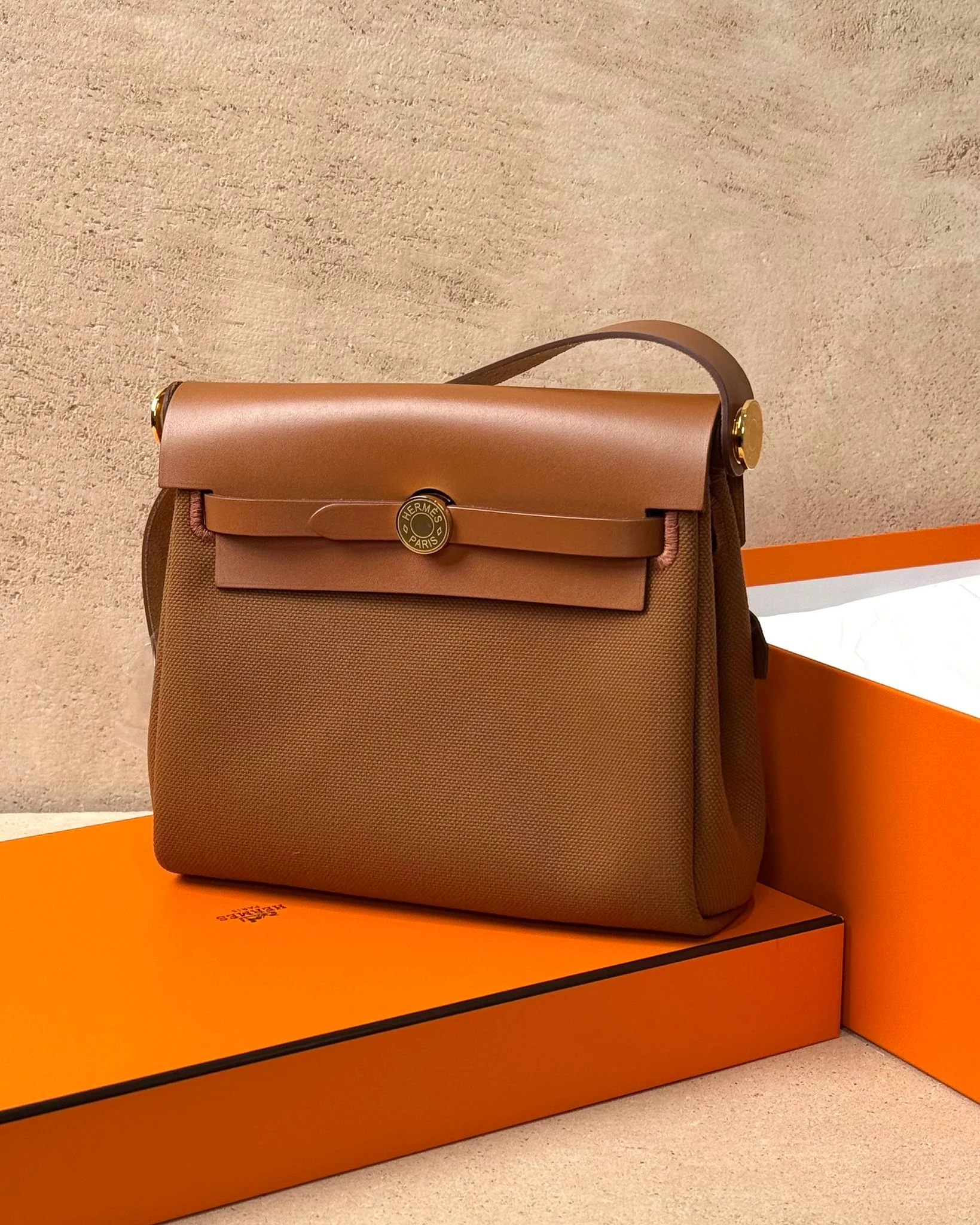 Hermès Mini Herbag 20 - Gold Toile / Hunter | Gold Hardware - Image 7