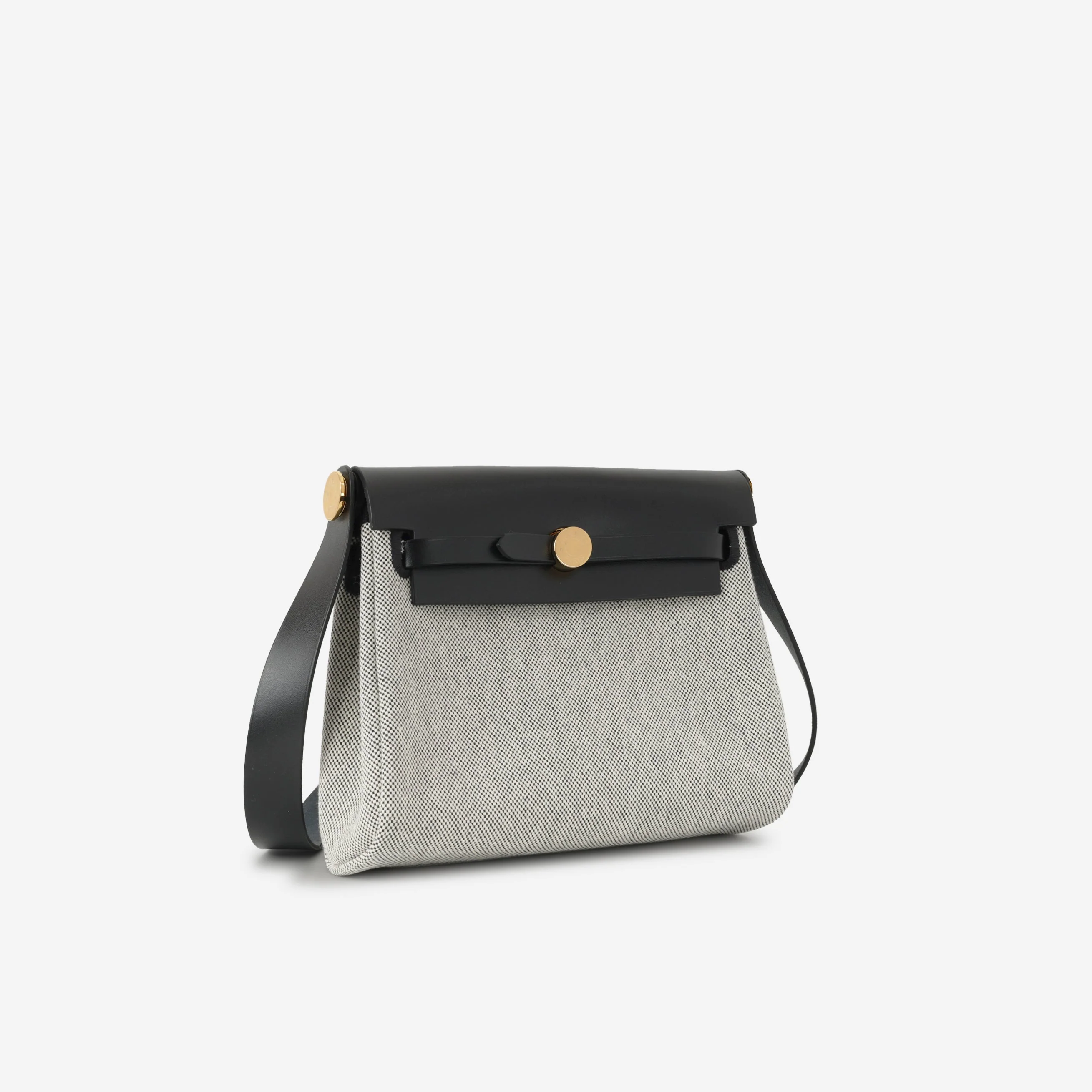 Hermès Mini Herbag 20 - Noir / Ecru Quadrille / Noir Hunter | Gold Hardware - Image 2