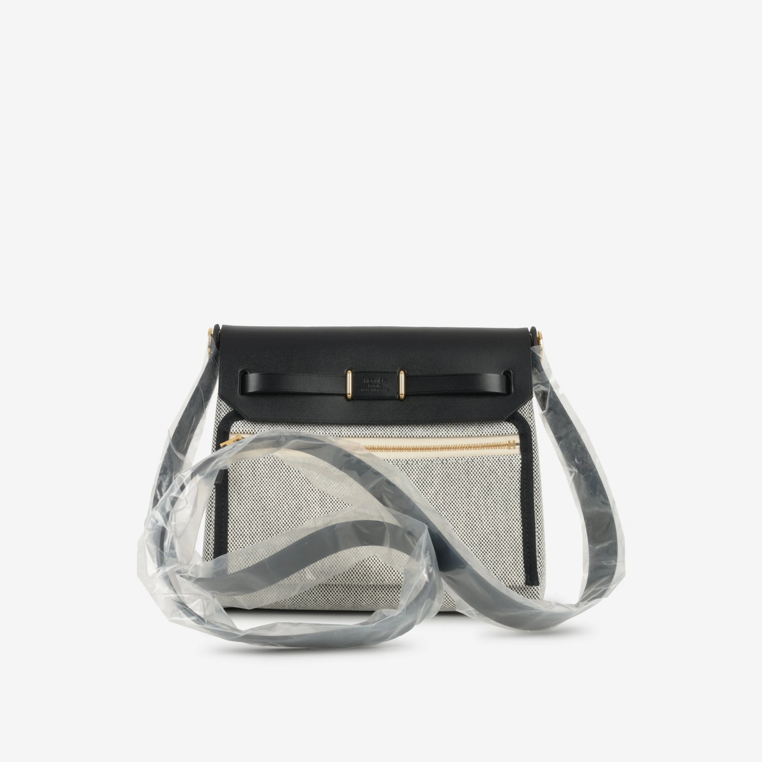Hermès Mini Herbag 20 - Noir / Ecru Quadrille / Noir Hunter | Gold Hardware - Image 3