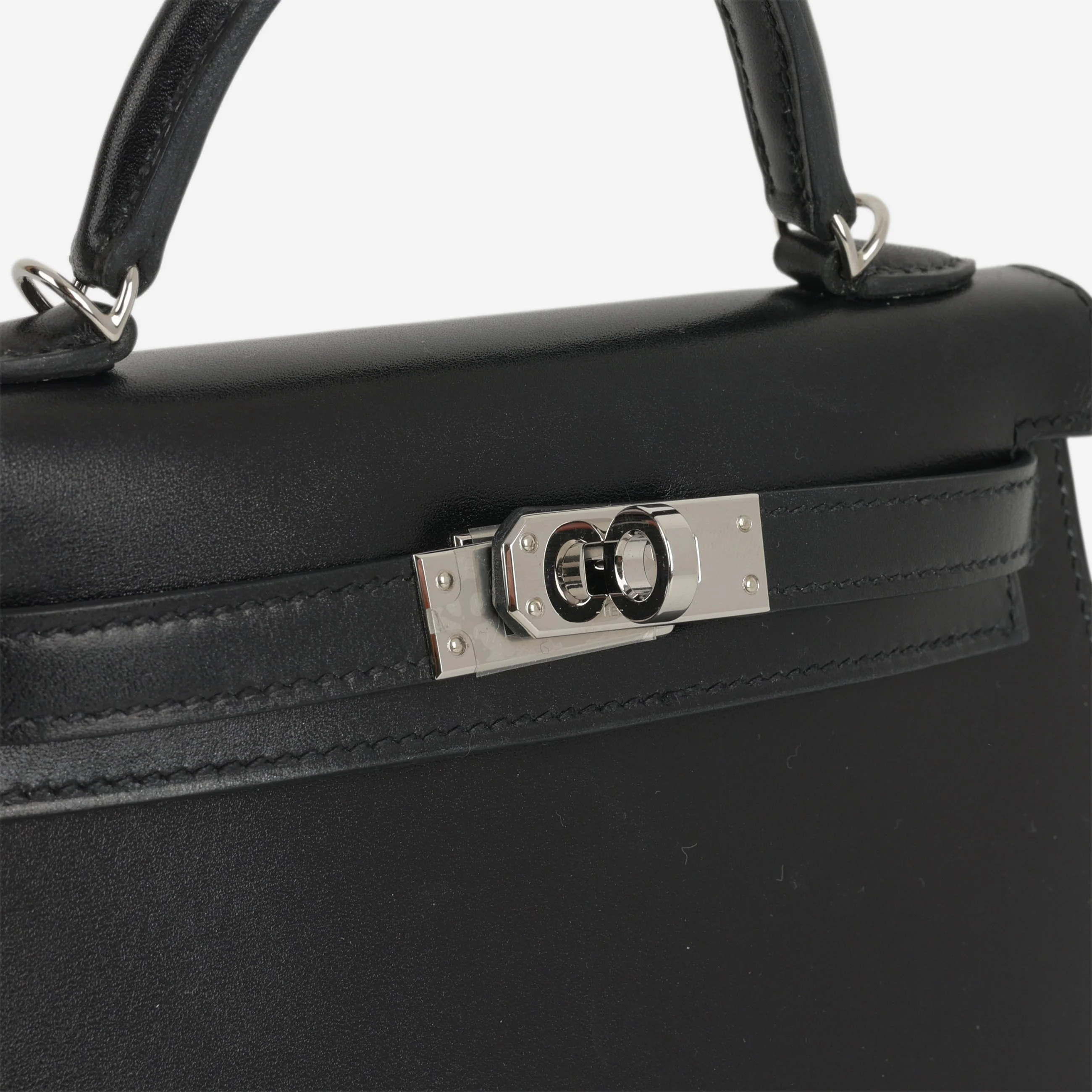 Hermès Mini Kelly - Black Box Calf | Palladium Hardware - Image 11