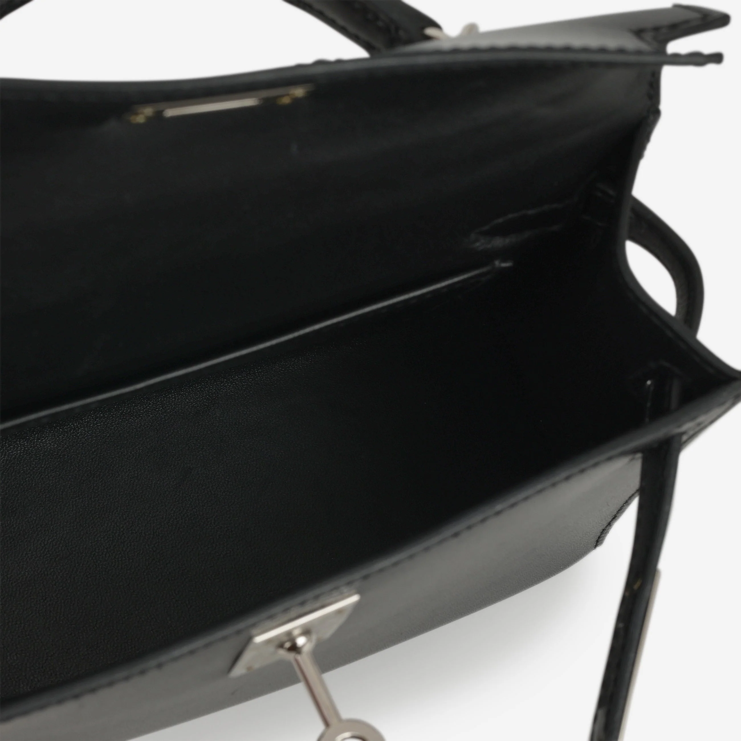 Hermès Mini Kelly - Black Box Calf | Palladium Hardware - Image 8