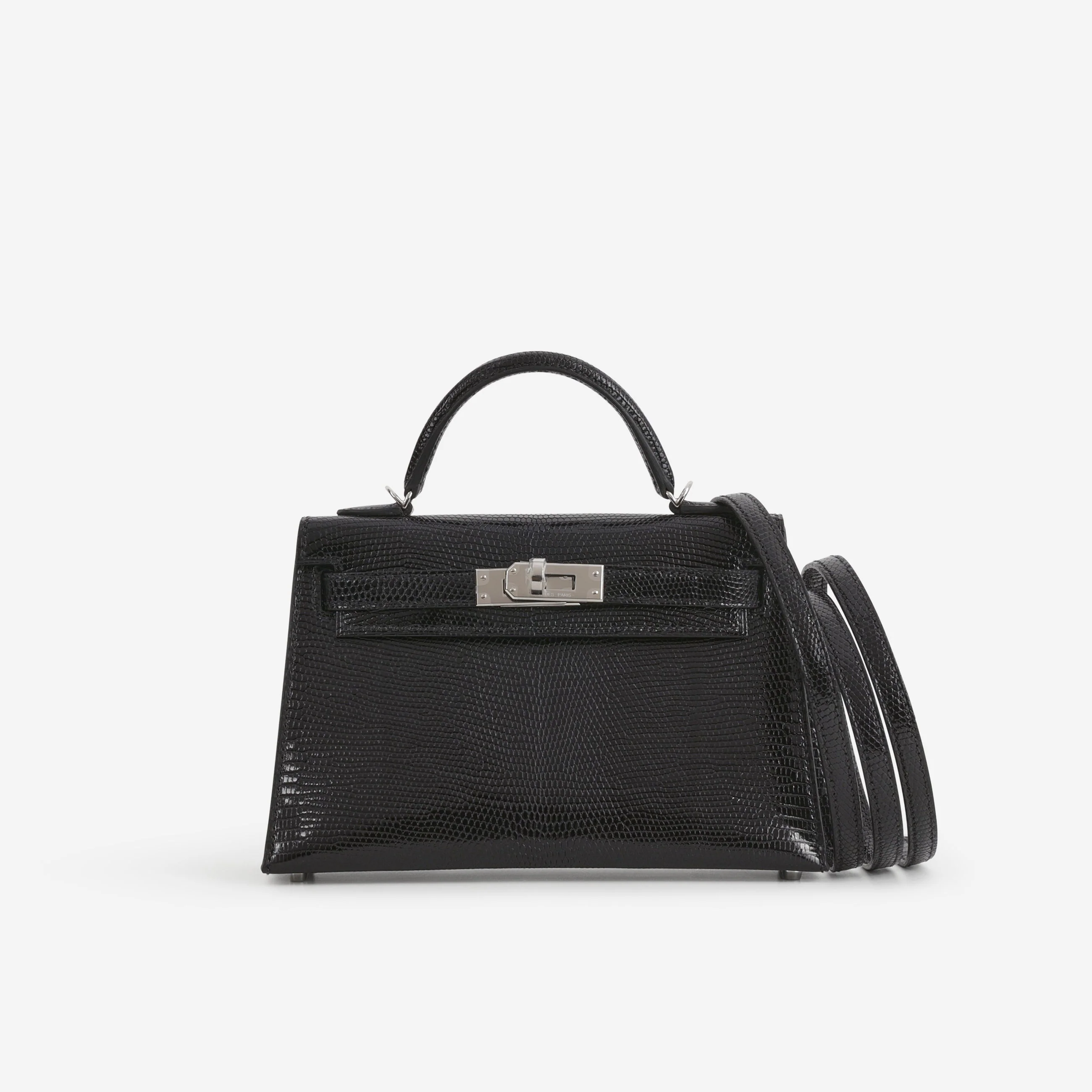 Hermès Mini Kelly - Black Salvator Lizard Lisse | Palladium Hardware - Image 2