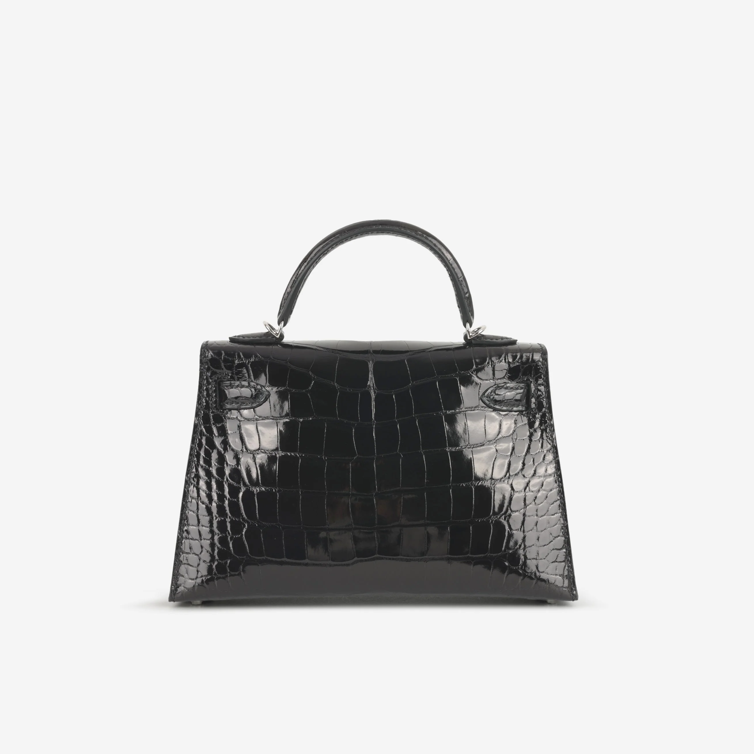 Hermès Mini Kelly - Black Shiny Alligator | Palladium Hardware - Image 3