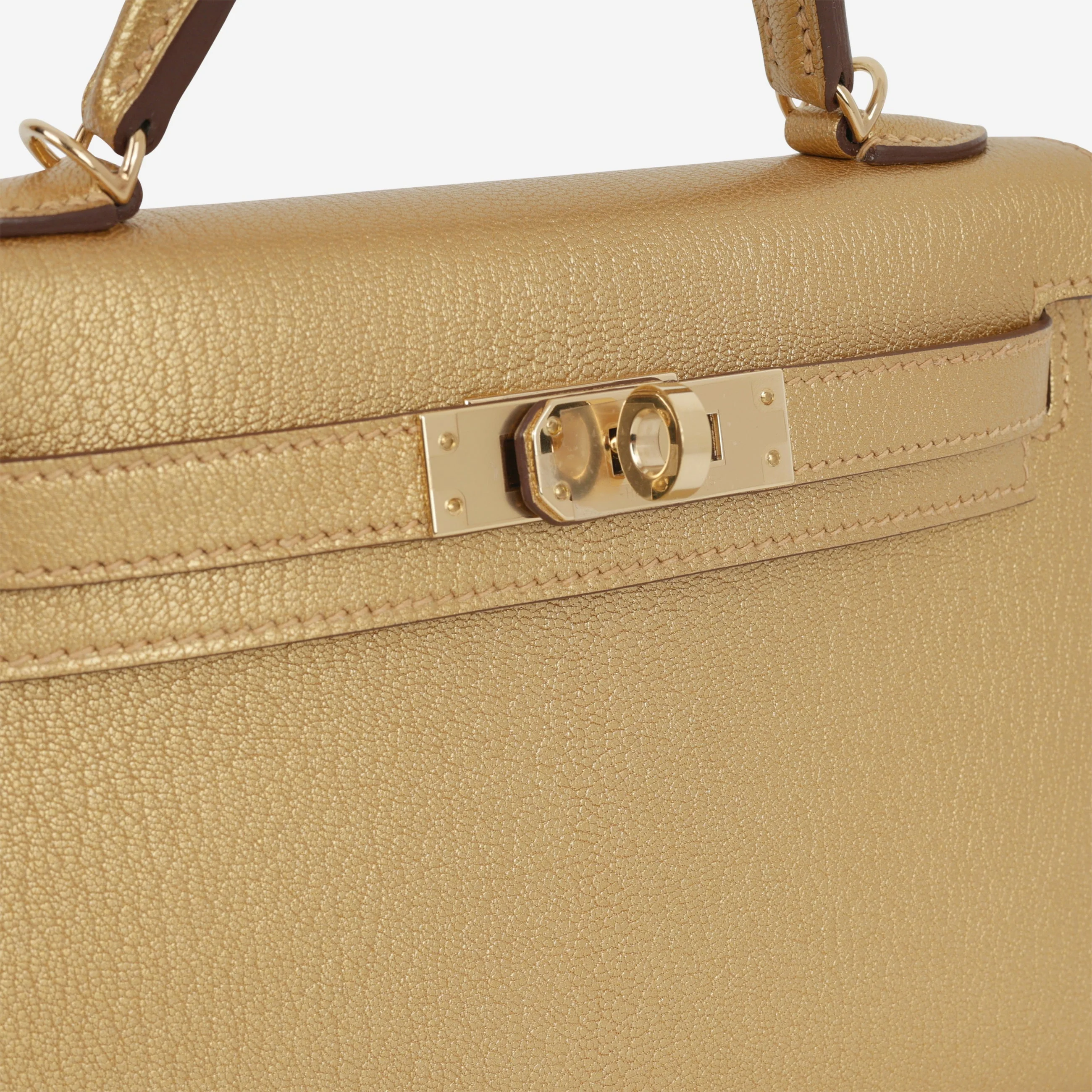 Hermès Mini Kelly - Dore Chevre | Permabrass Hardware - Image 11