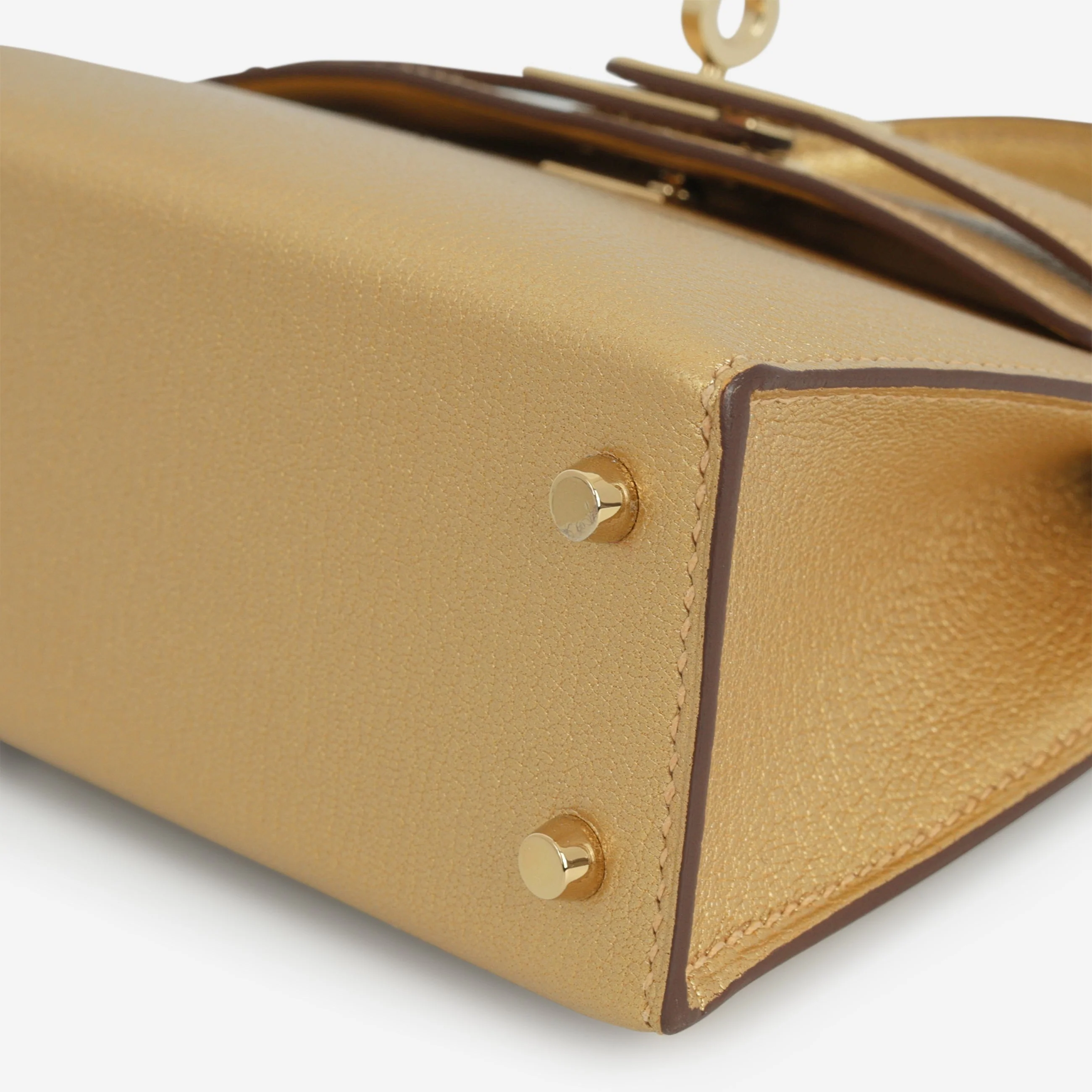Hermès Mini Kelly - Dore Chevre | Permabrass Hardware - Image 7