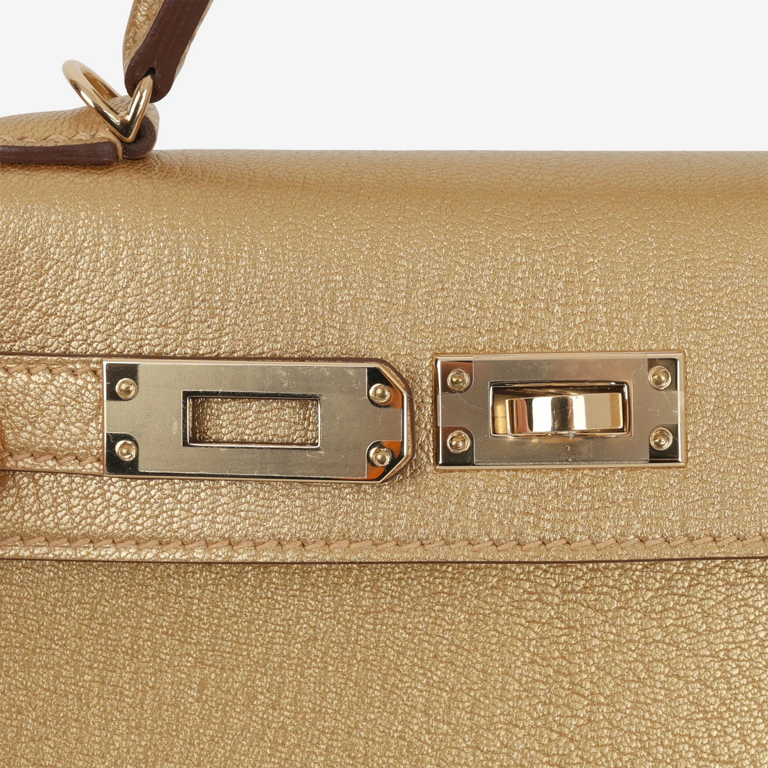 Hermès Mini Kelly - Dore Chevre | Permabrass Hardware - Image 8