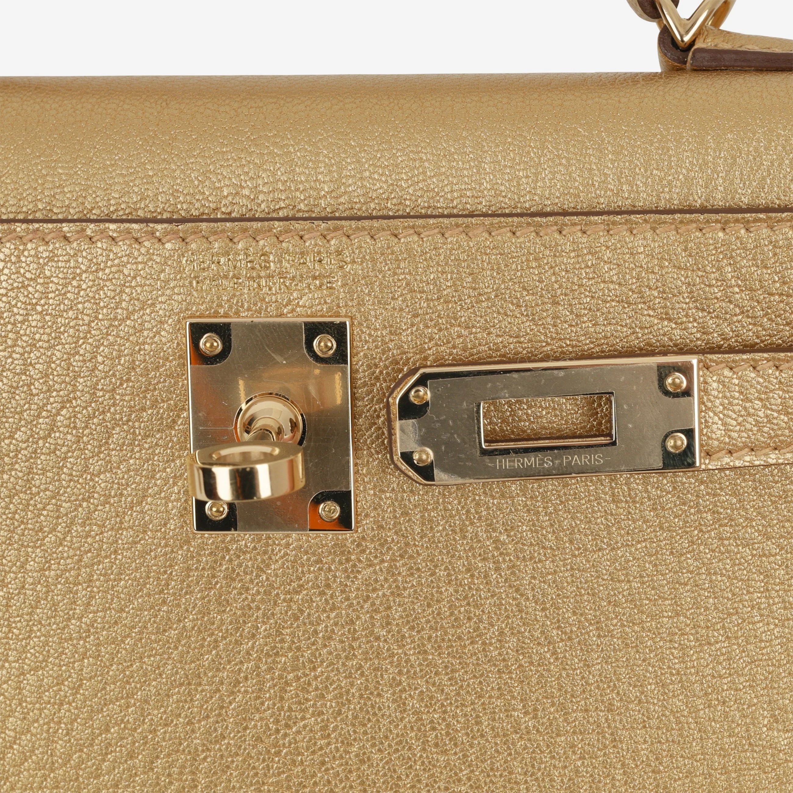 Hermès Mini Kelly - Dore Chevre | Permabrass Hardware - Image 9