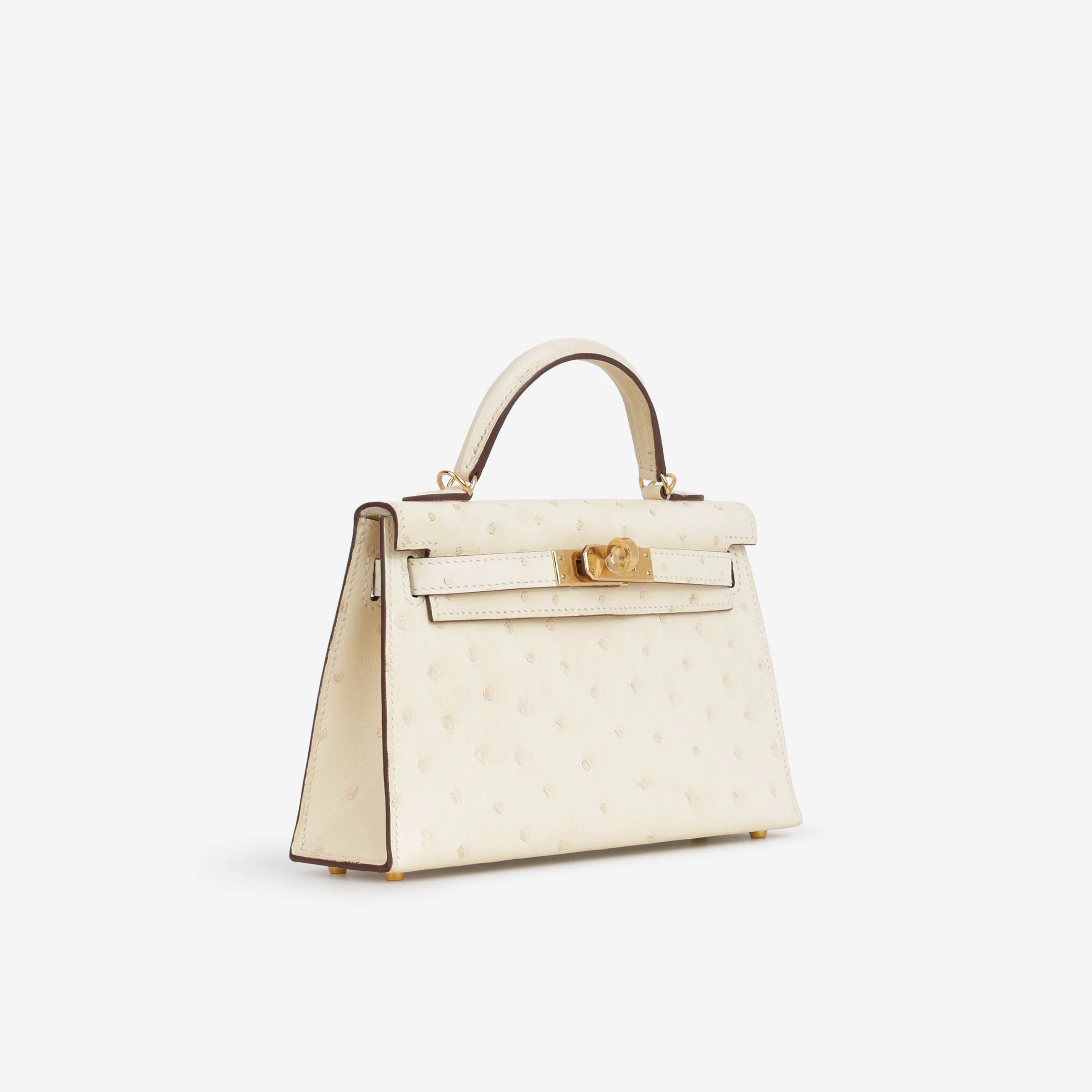 Hermès Mini Kelly - Nata Ostrich | Gold hardware - Image 3