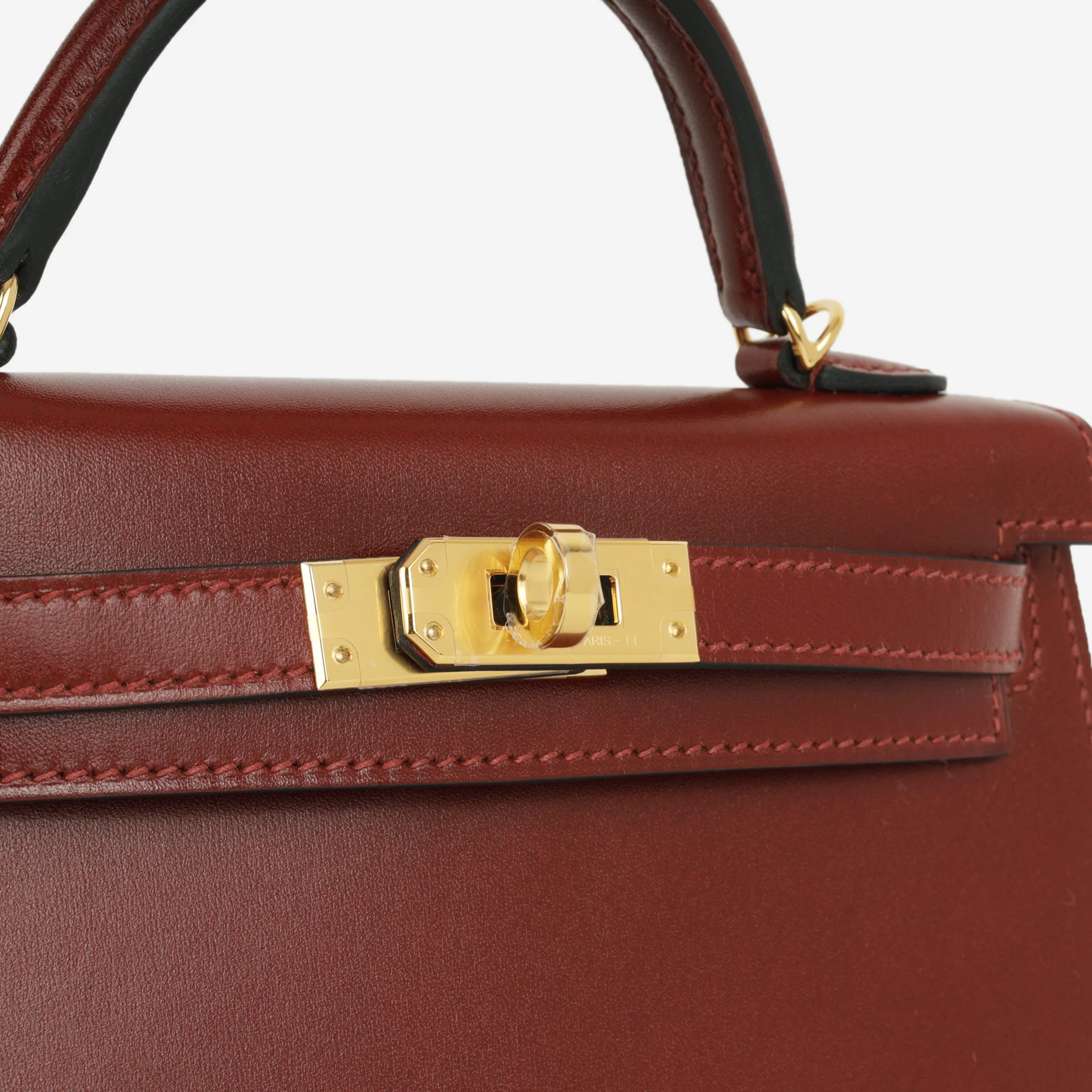 Hermès Mini Kelly - RougeH Box Calf | Gold Hardware - Image 11