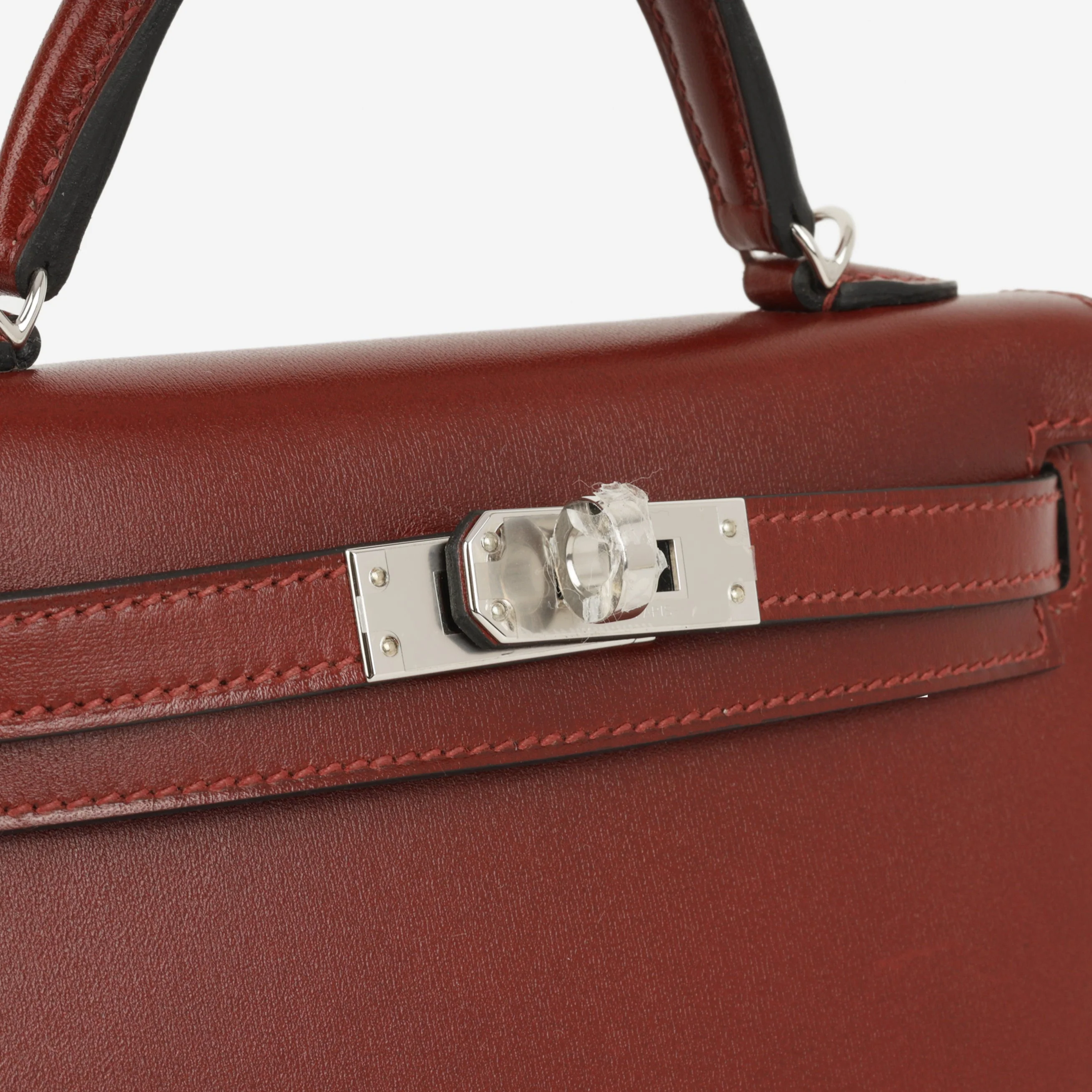 Hermès Mini Kelly - RougeH Box Calf | Palladium Hardware - Image 11