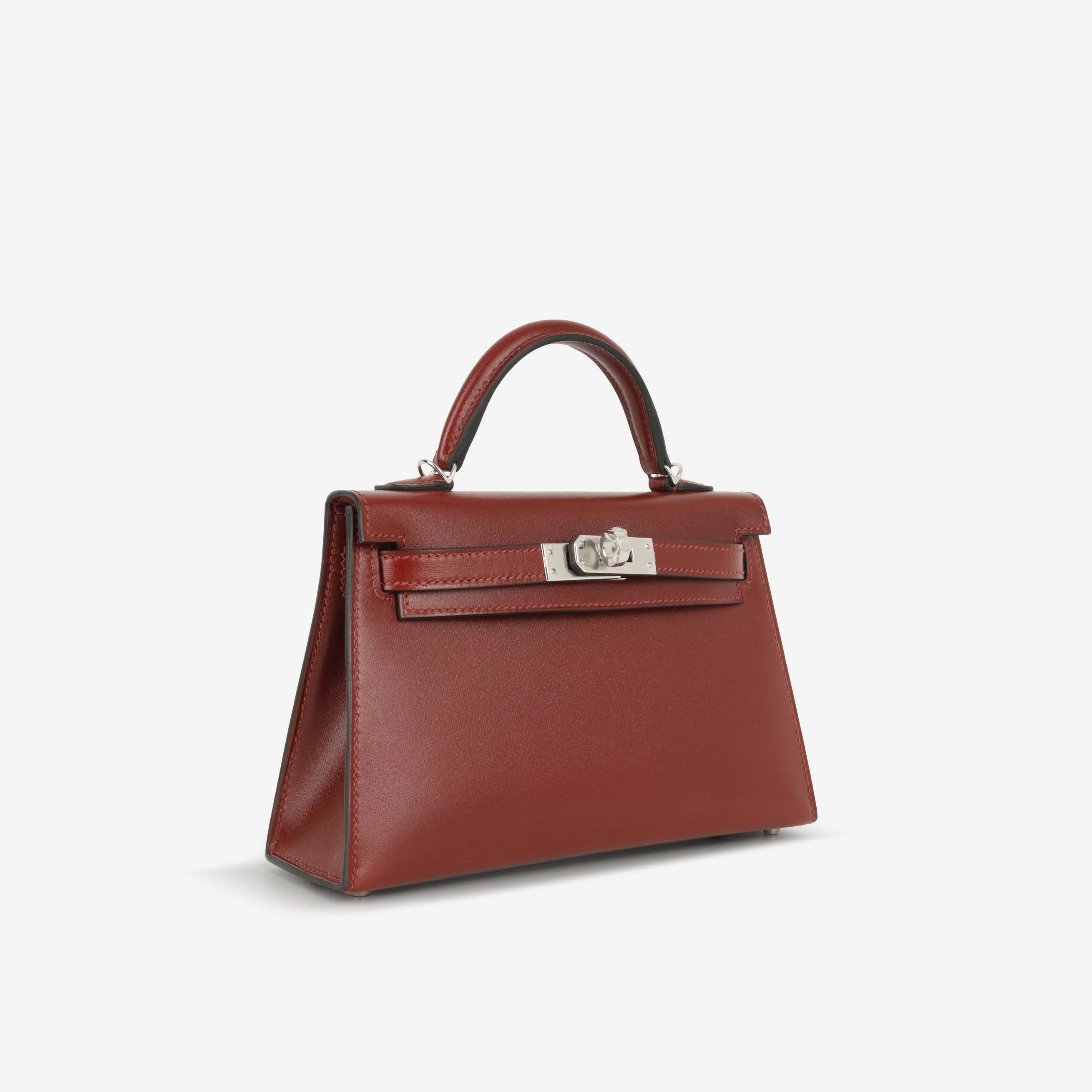 Hermès Mini Kelly - RougeH Box Calf | Palladium Hardware - Image 4