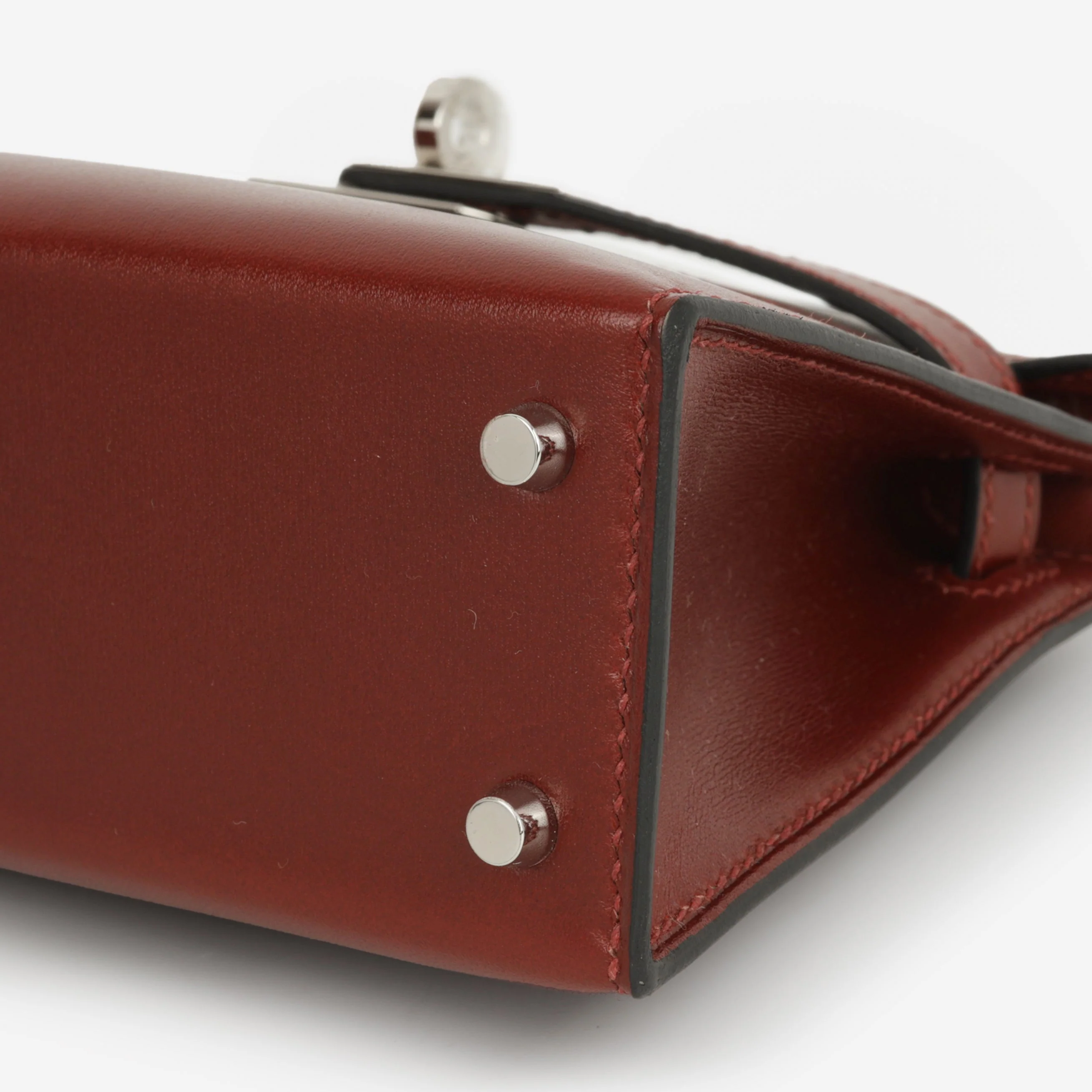 Hermès Mini Kelly - RougeH Box Calf | Palladium Hardware - Image 8